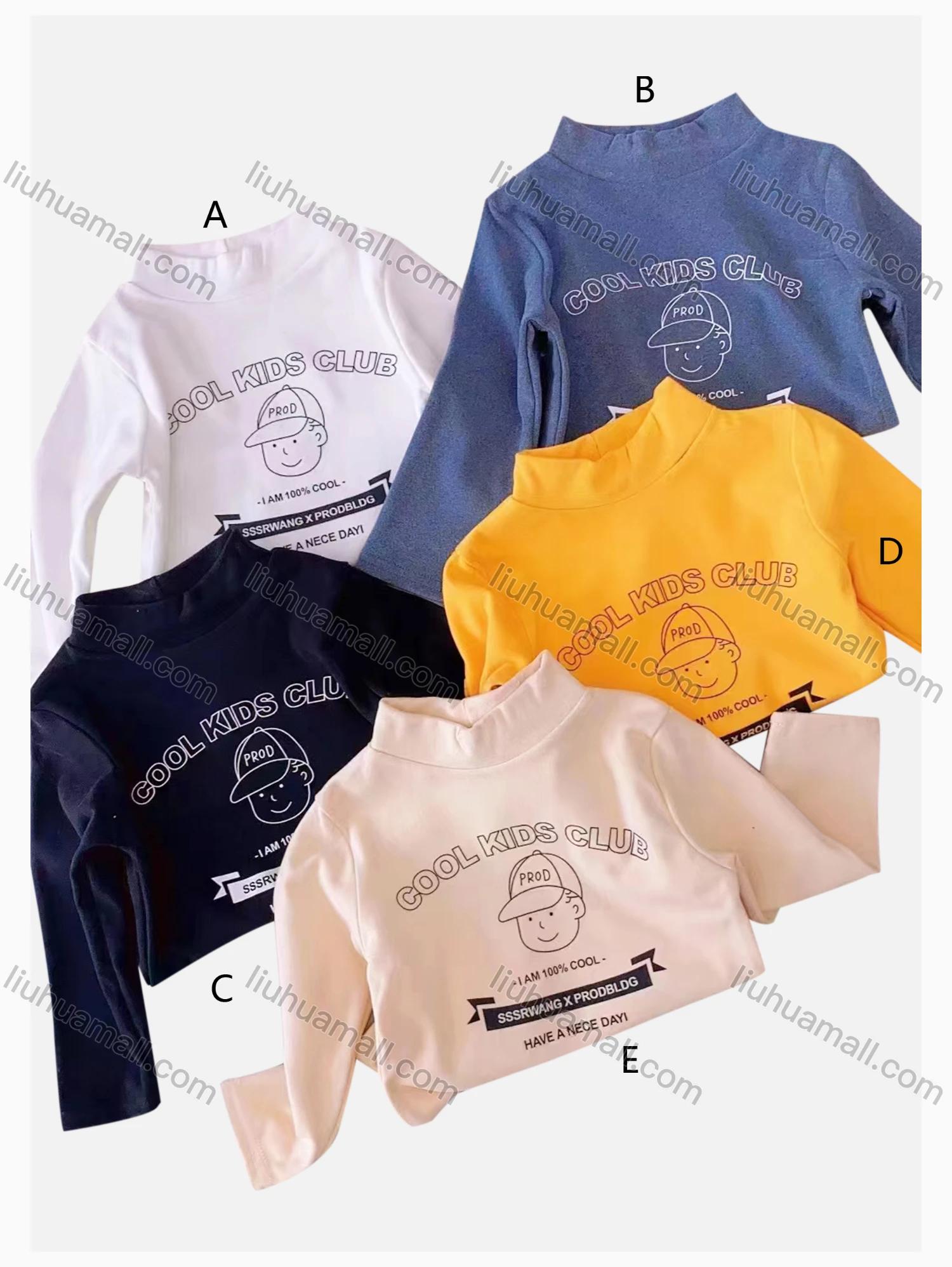 Wholesale Boys' Casual Mock Neck Long Sleeve Letter Print Tops - Liuhuamall