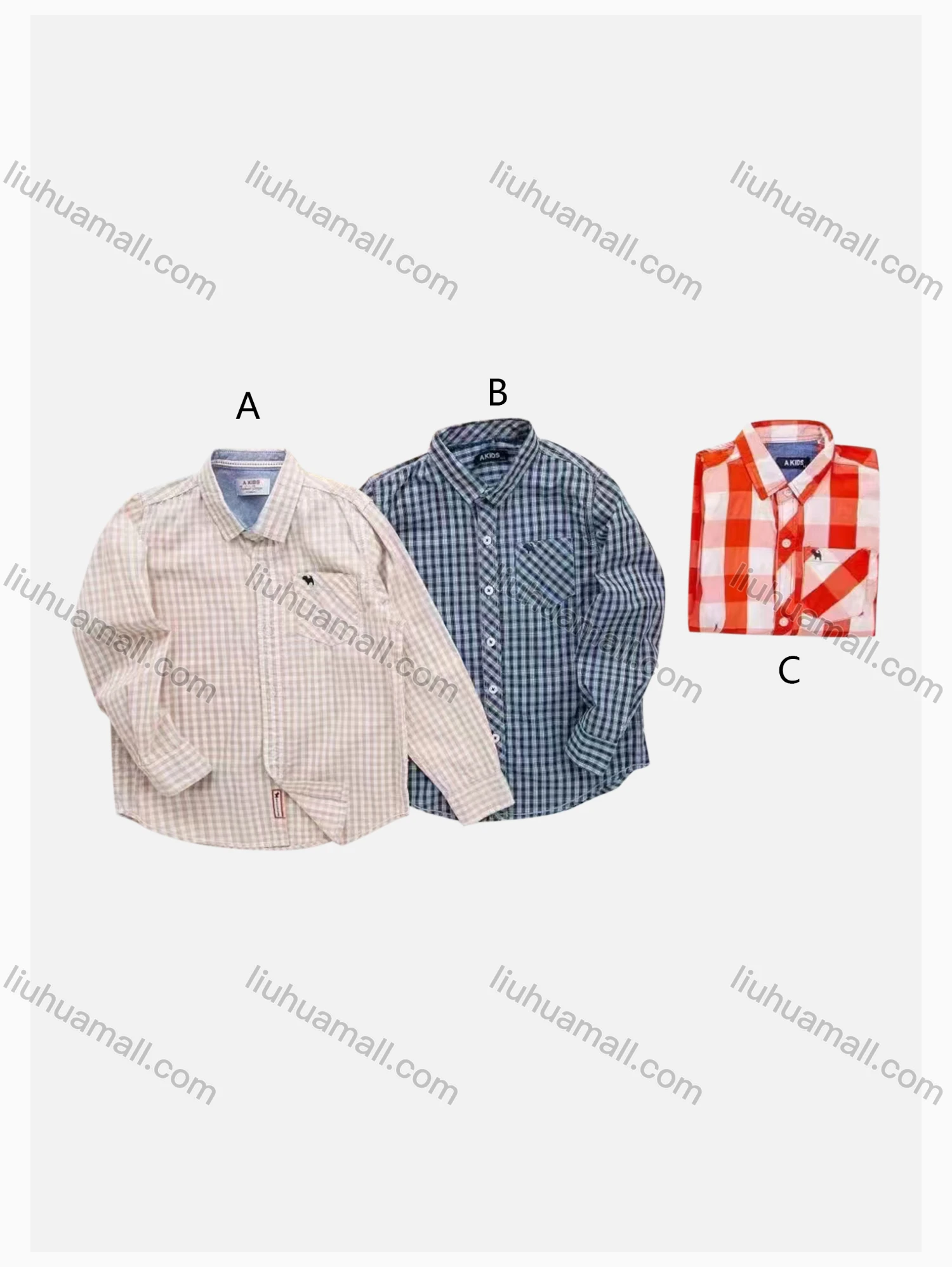 Wholesale Boys' Casual Collared Long Sleeve Pocket Plaid Print Shirt - Liuhuamall