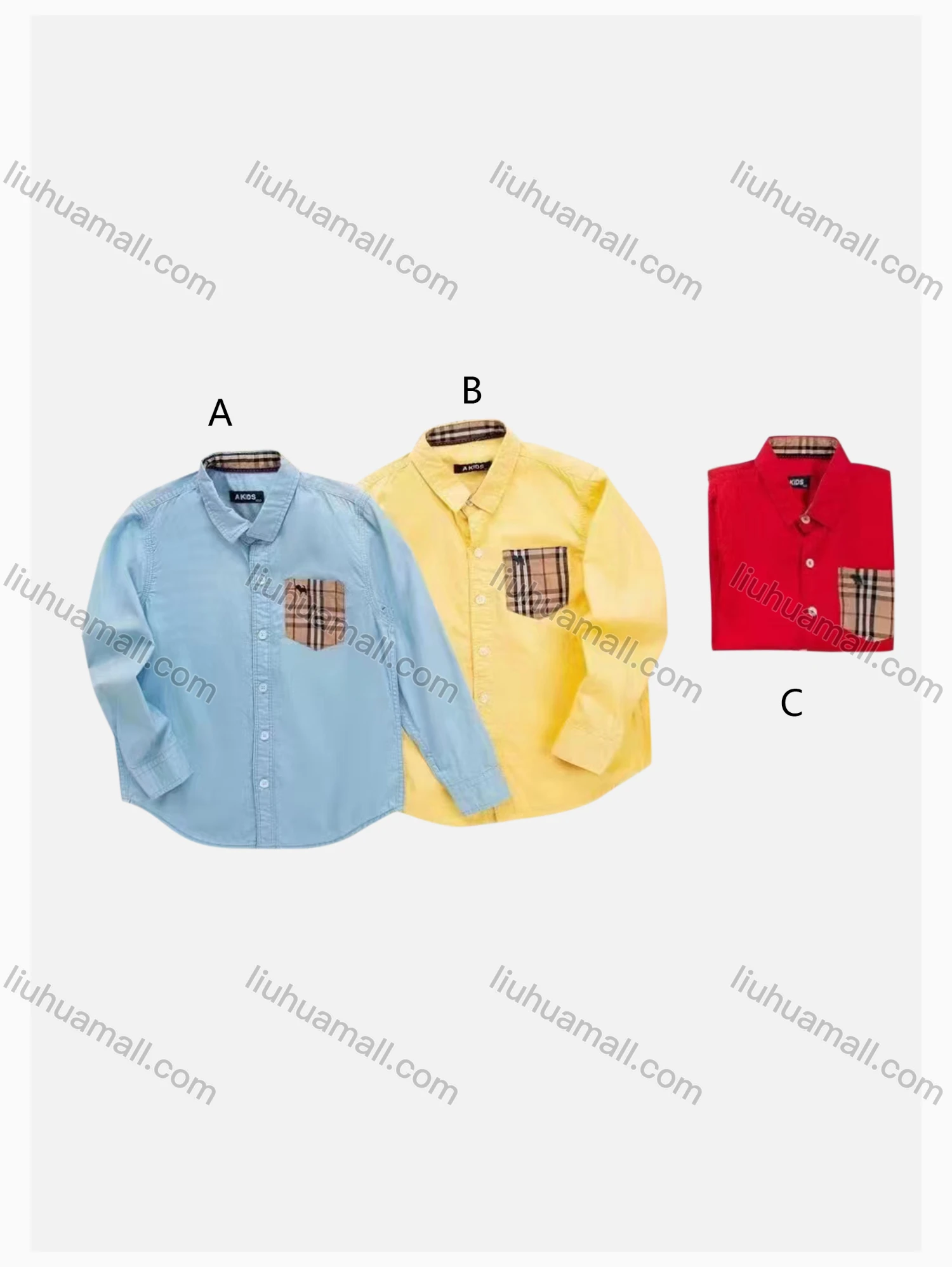 Wholesale Boys' Casual Collared Long Sleeve Pocket Plaid Print Shirt - Liuhuamall