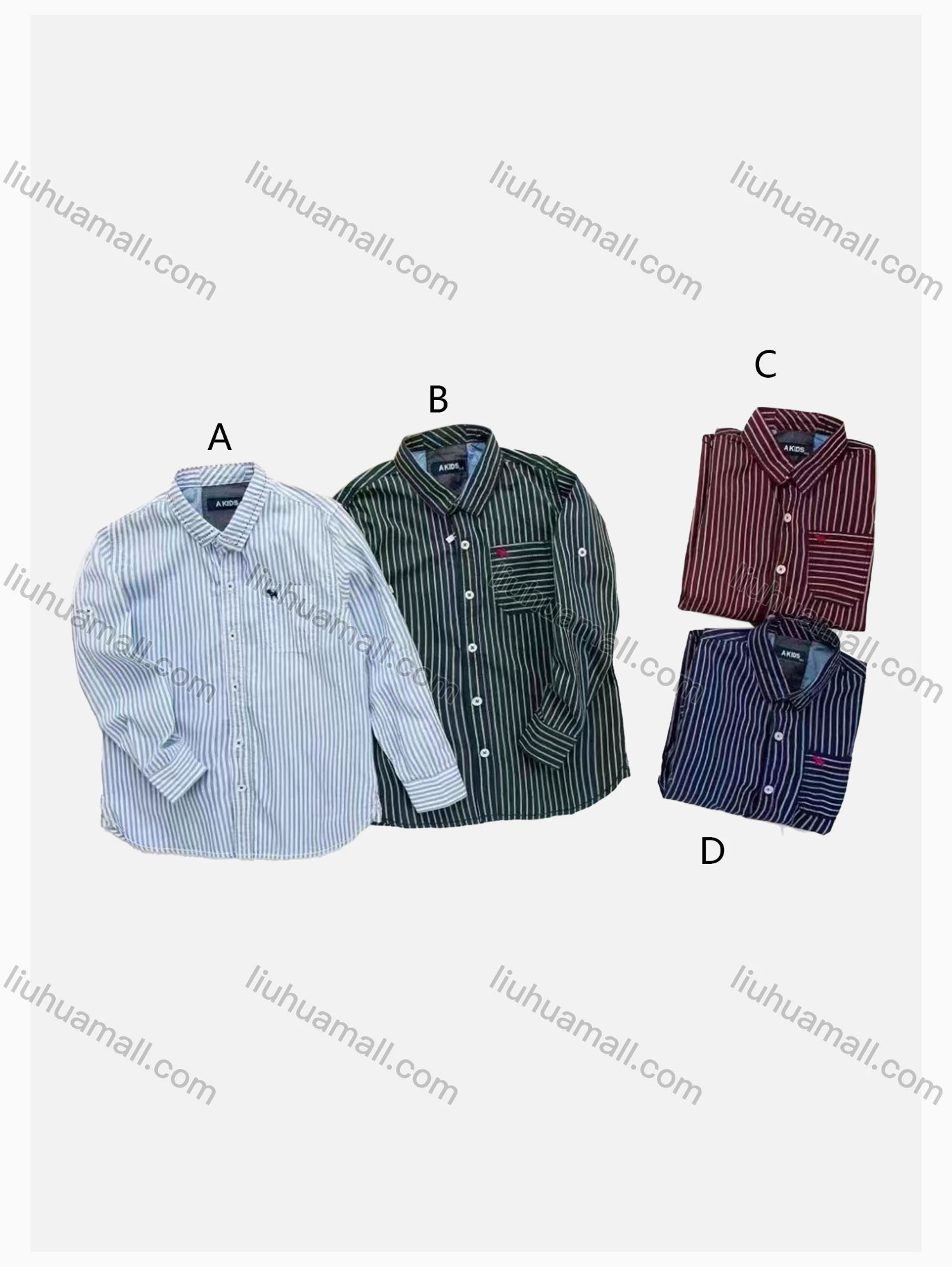 Wholesale Boys' Casual Collared Long Sleeve Pocket Striped Shirt - Liuhuamall