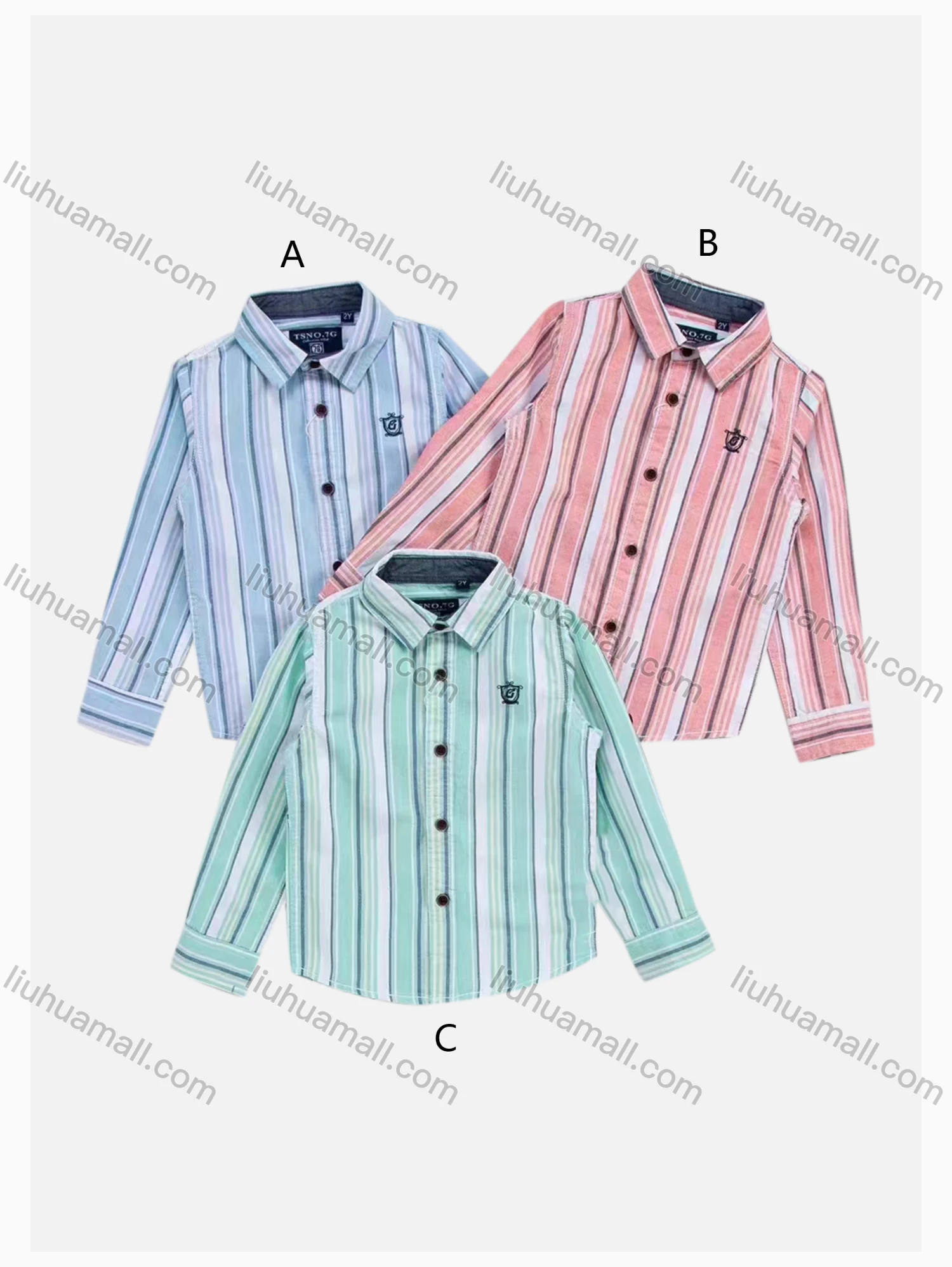 Wholesale Boys' Casual Collared Long Sleeve Striped Shirt - Liuhuamall