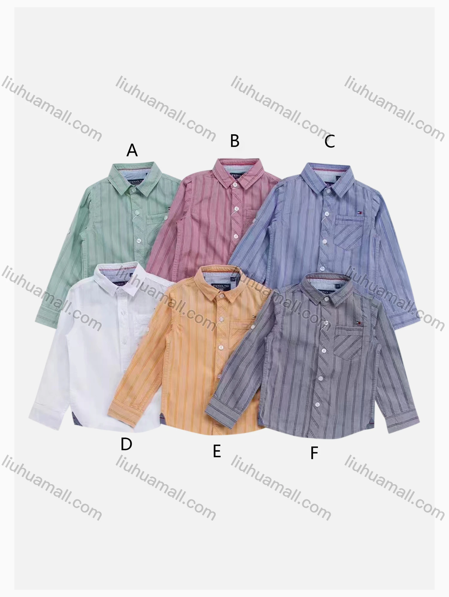 Wholesale Boys' Casual Collared Long Sleeve Pocket Striped Shirt - Liuhuamall