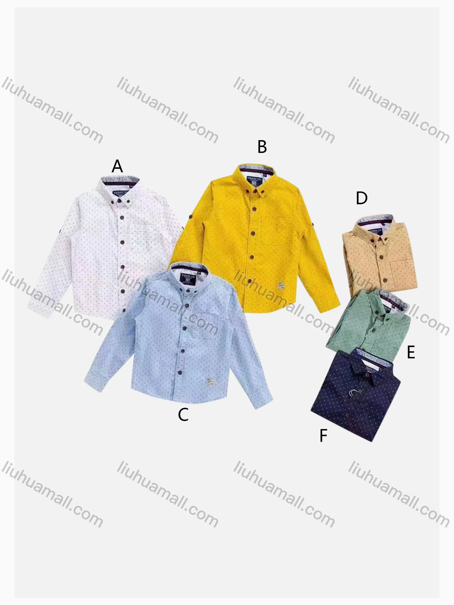 Wholesale Boys' Casual Collared Long Sleeve Pocket Dot Print Shirt - Liuhuamall