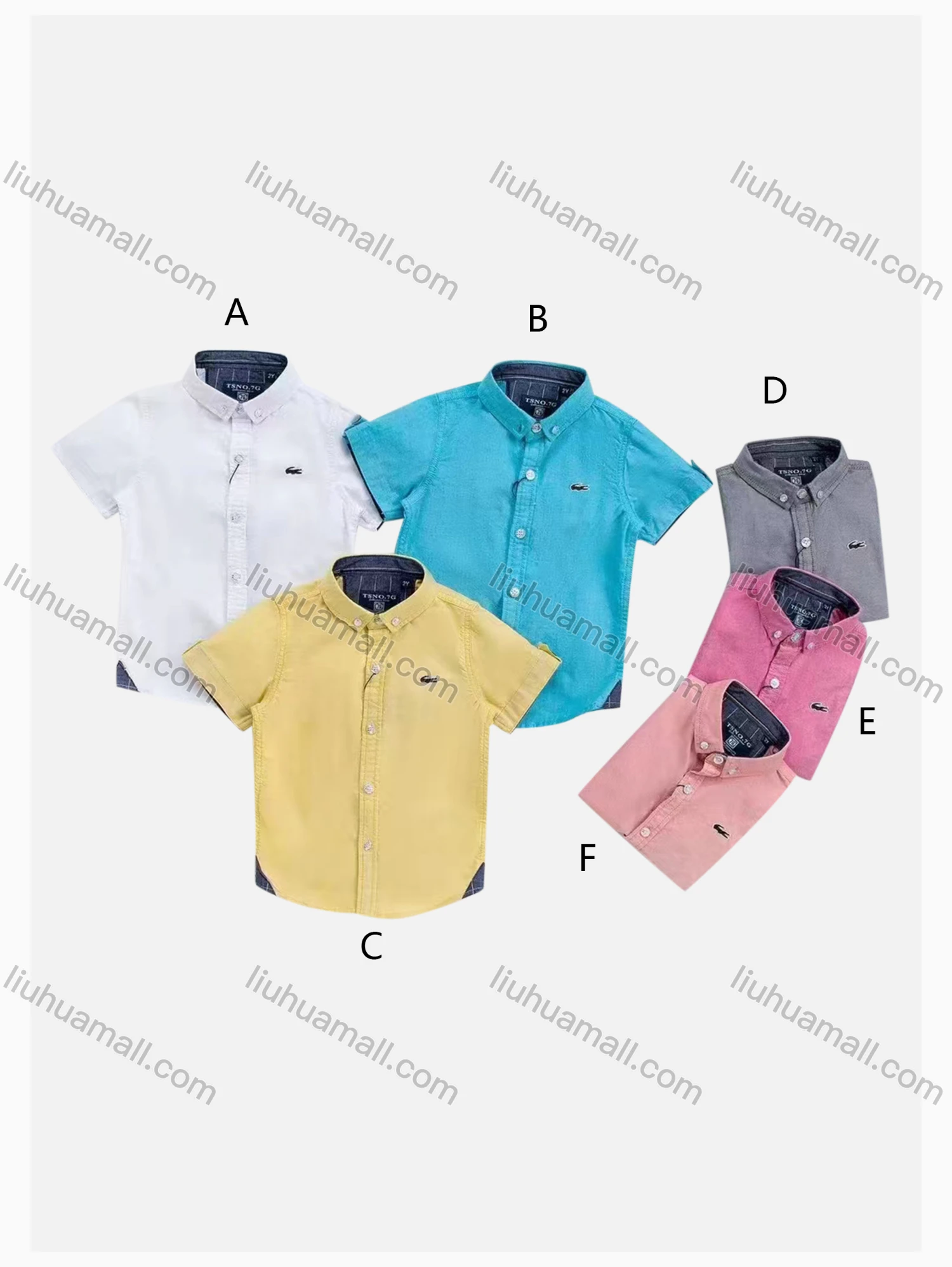 Wholesale Boys' Casual Collared Short Sleeve Button Down Plain Shirt - Liuhuamall