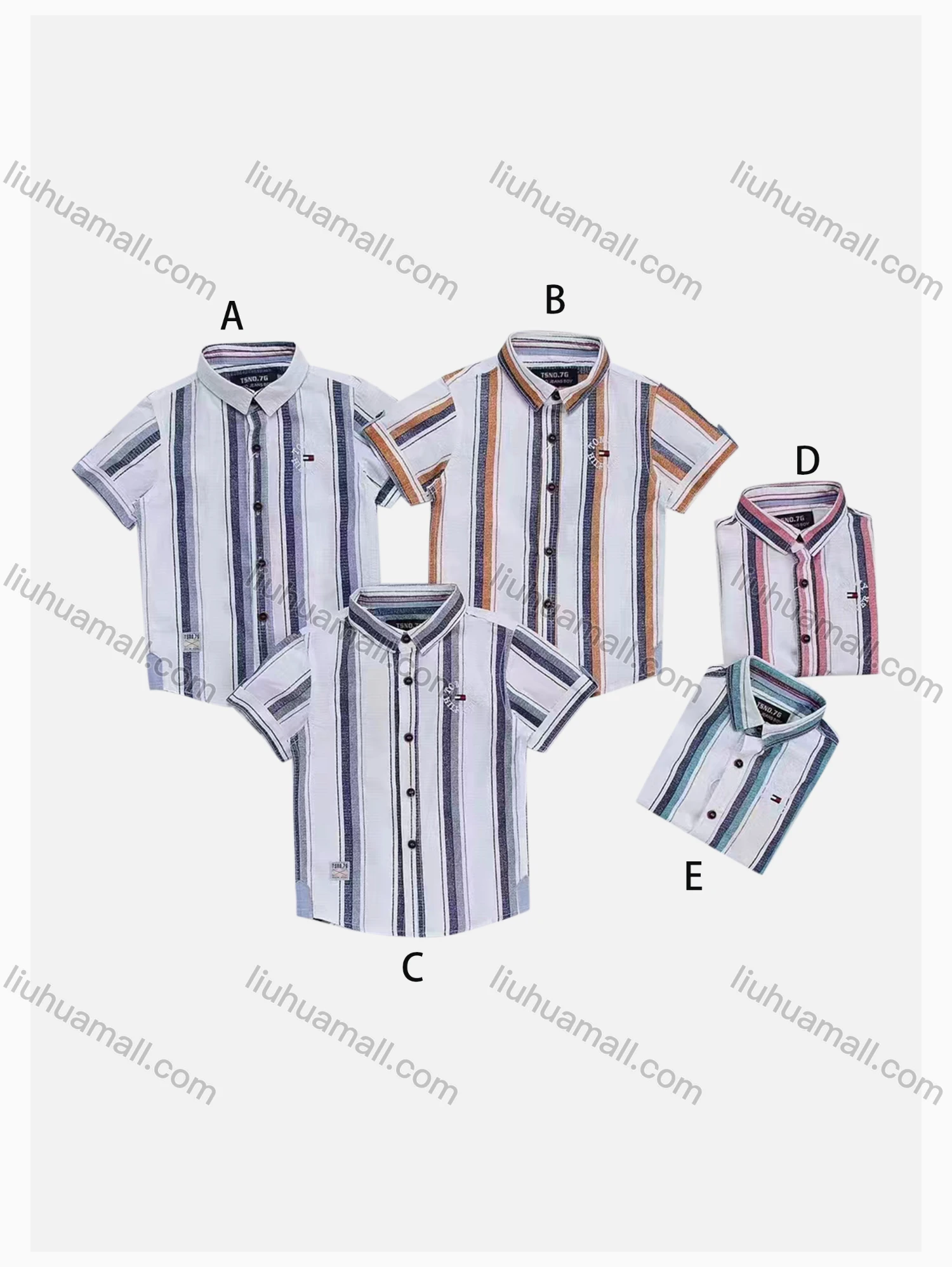Wholesale Boys' Casual Collared Short Sleeve Striped Shirt - Liuhuamall