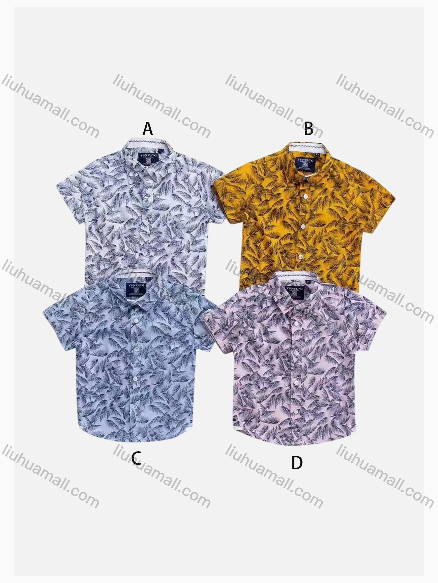 Wholesale Boys' Casual Collared Short Sleeve Allover Print Shirt - Liuhuamall