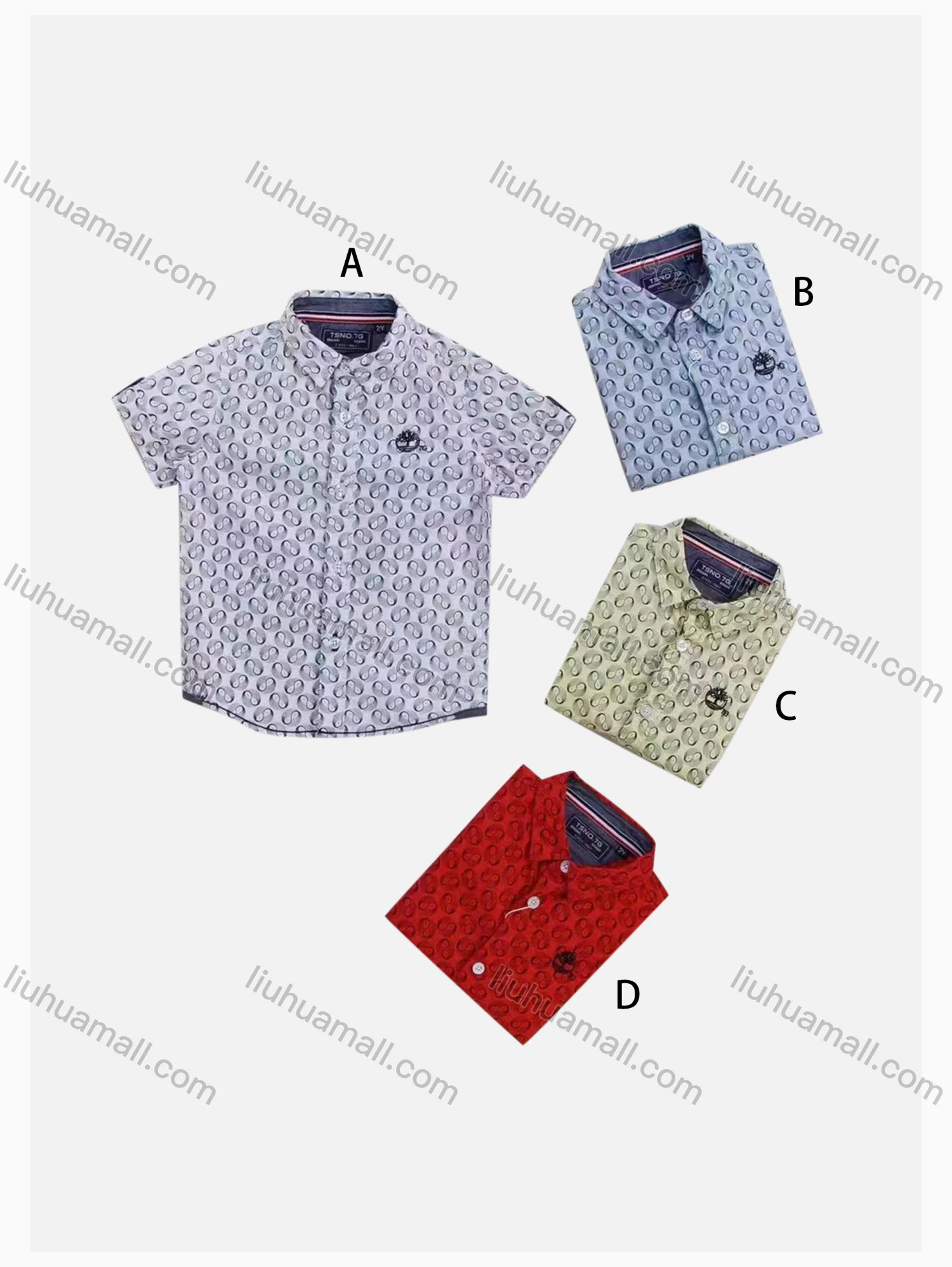 Wholesale Boys' Casual Collared Short Sleeve Allover Print Shirt - Liuhuamall
