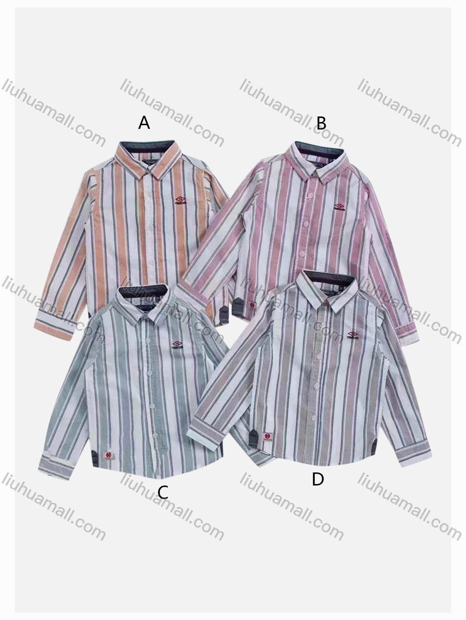 Wholesale Boys' Casual Collared Long Sleeve Striped Shirt - Liuhuamall