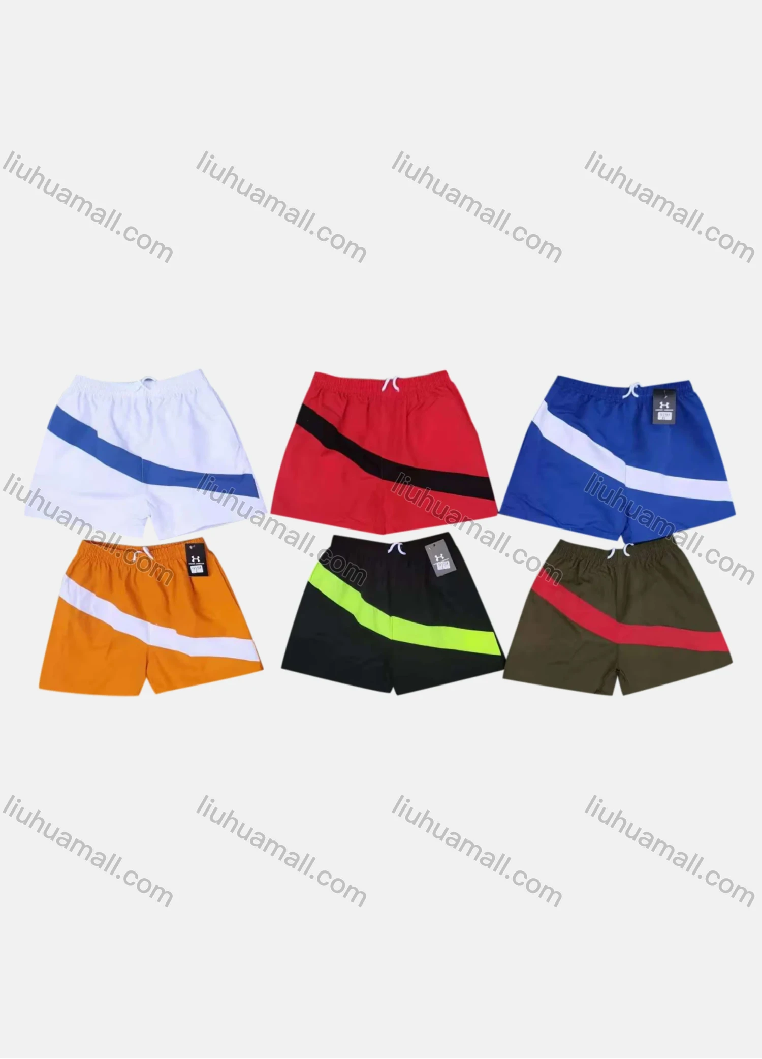 Wholesale Men's Swim Trunks Quick Dry Striped Drawstring Beach Shorts - Liuhuamall