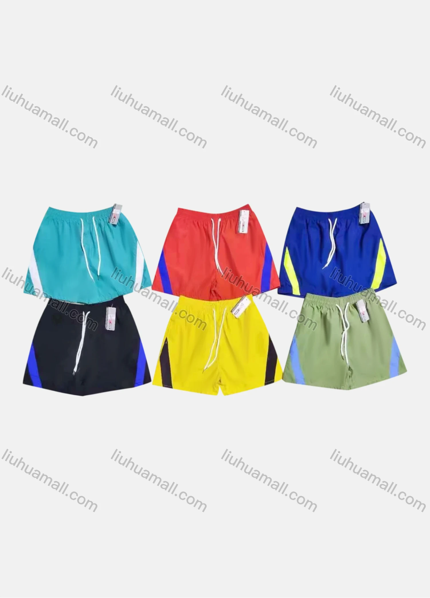 Wholesale Men's Swim Trunks Quick Dry Striped Drawstring Beach Shorts - Liuhuamall