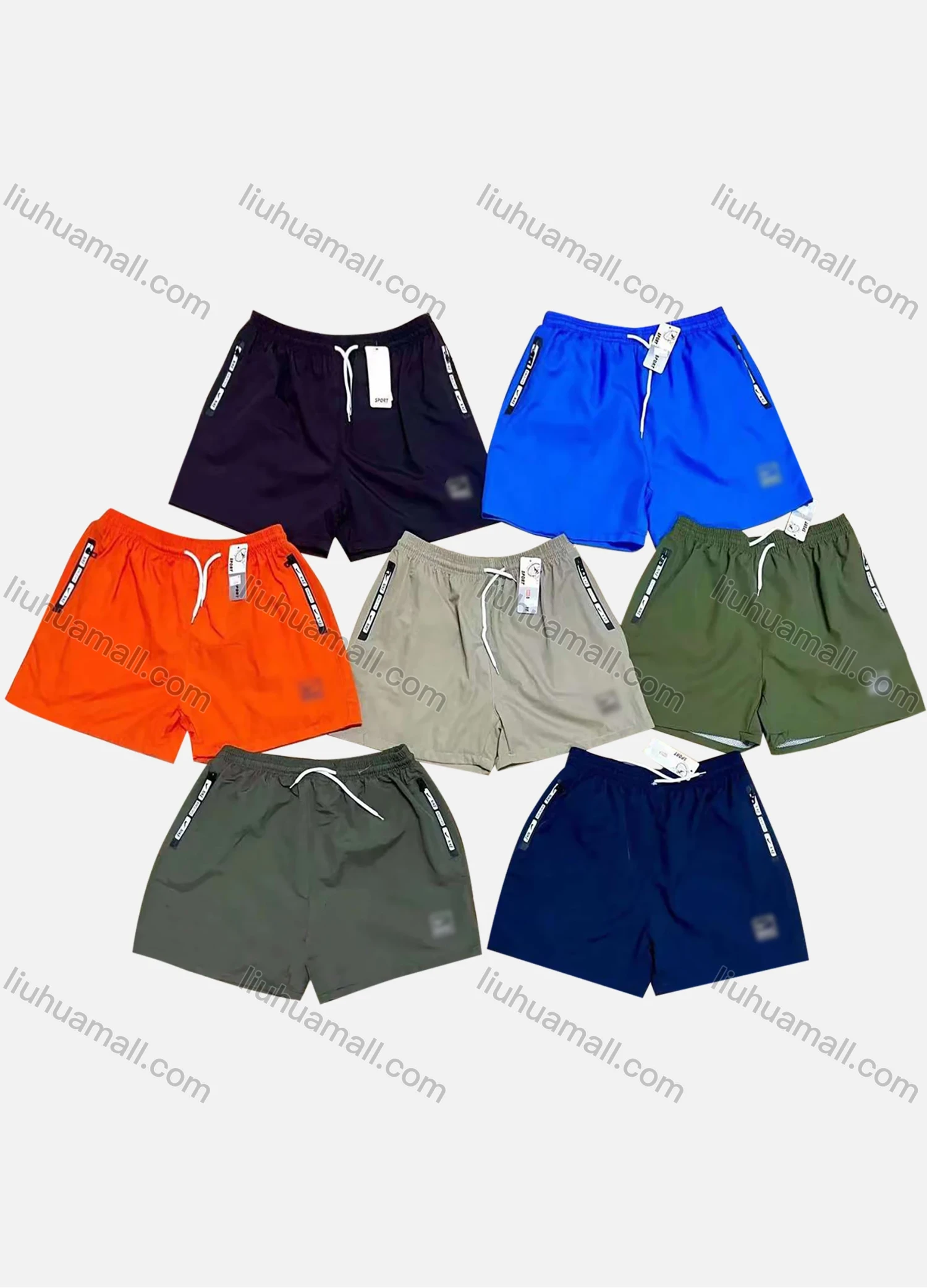 Wholesale Men's Swim Trunks Quick Dry Plain Drawstring Beach Shorts - Liuhuamall