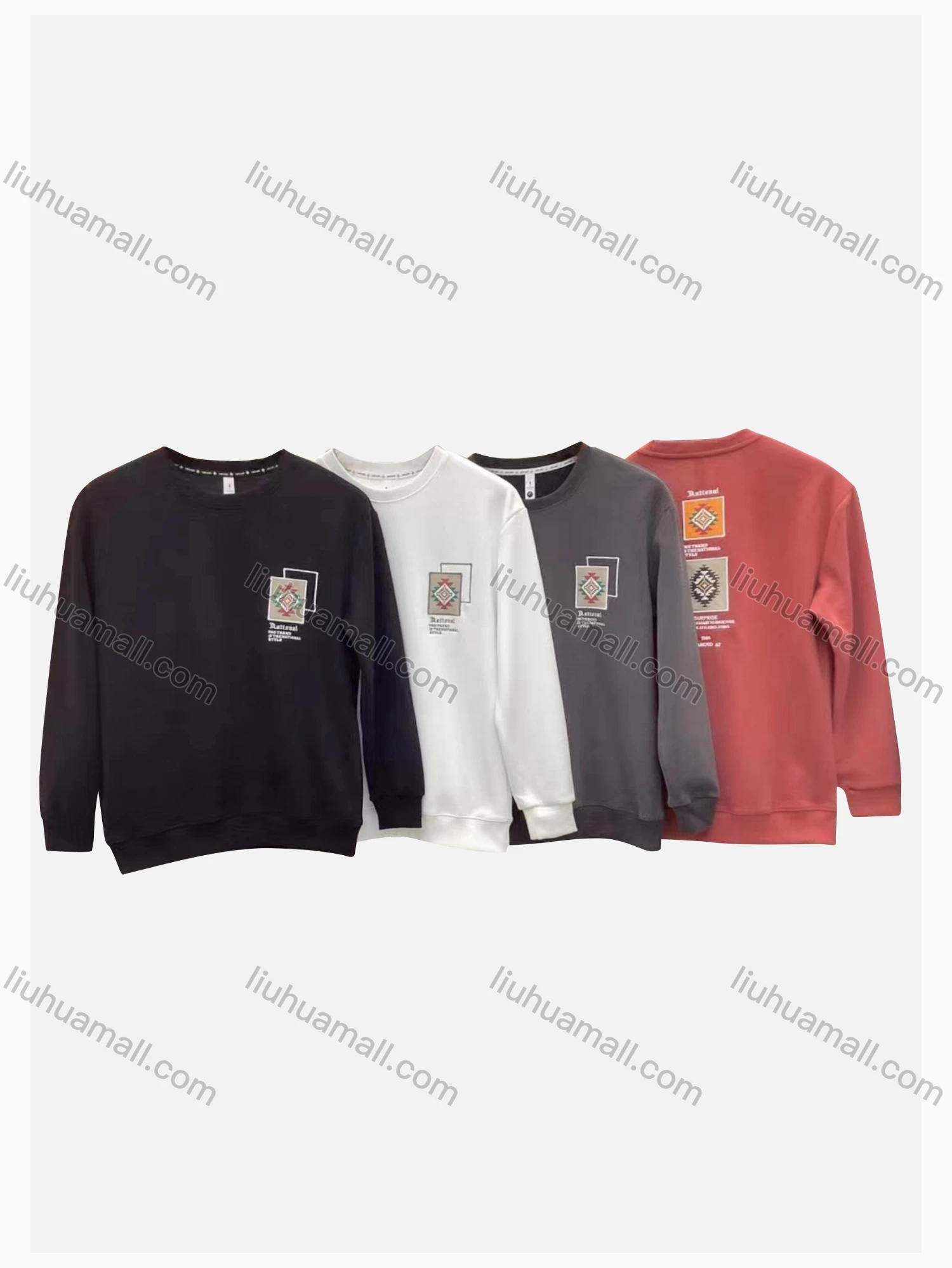 Wholesale Men's Casual Printed Round Neck Long Sleeve Sweatshirt - Liuhuamall