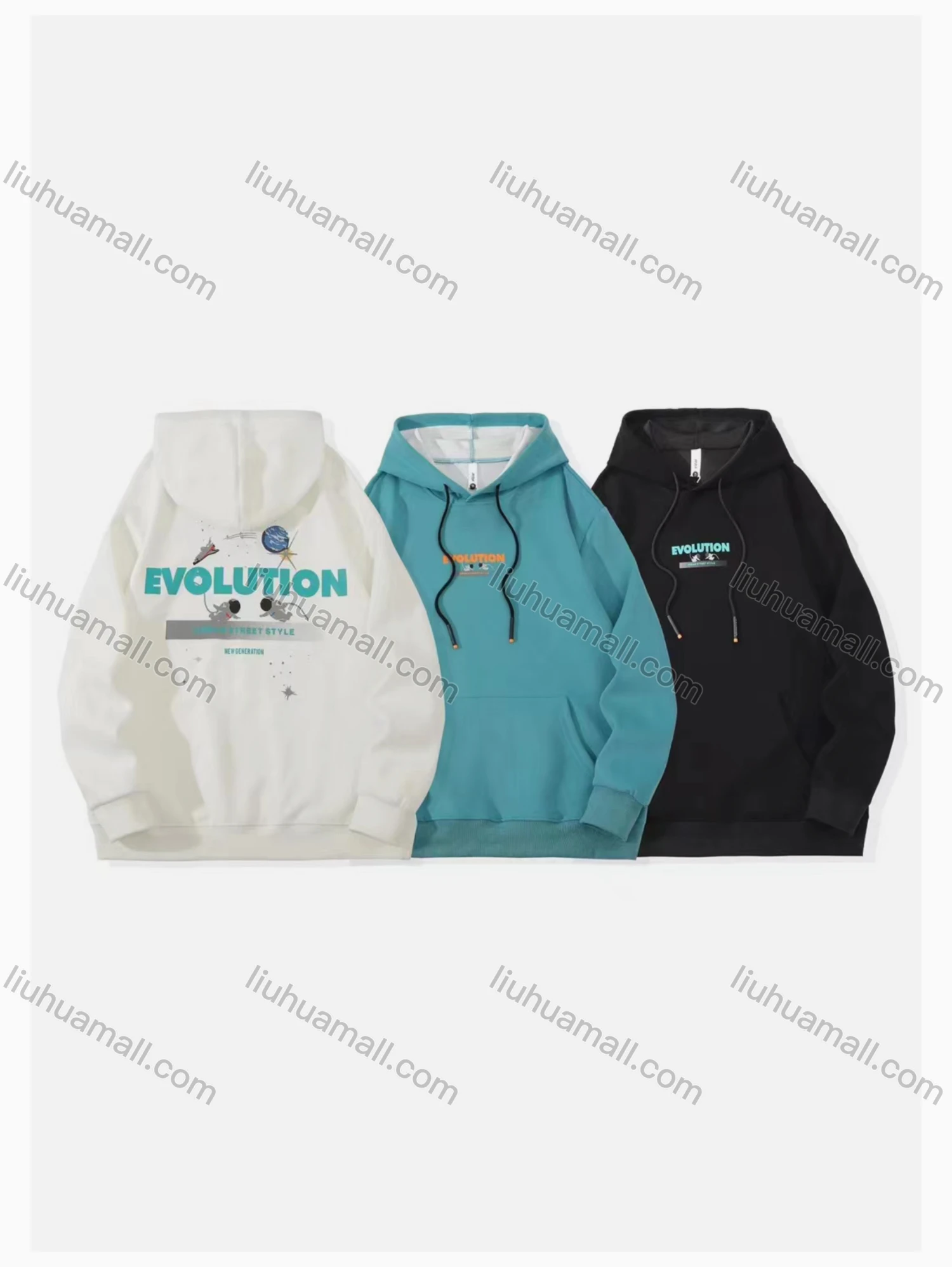 Wholesale Men's Casual Letter Print Drawstring Long Sleeve Kangaroo Pocket Hoodie - Liuhuamall