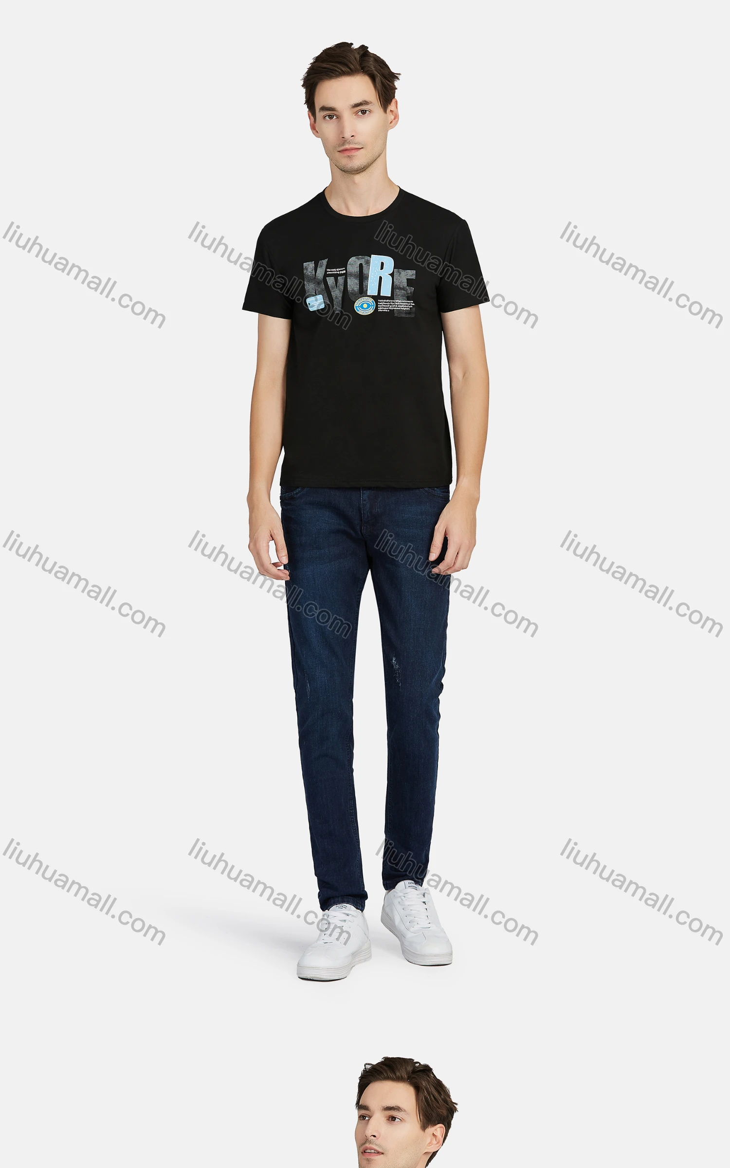 Wholesale Men's Casual Crew Neck Short Sleeve Letter Graphic T-shirts - Liuhuamall