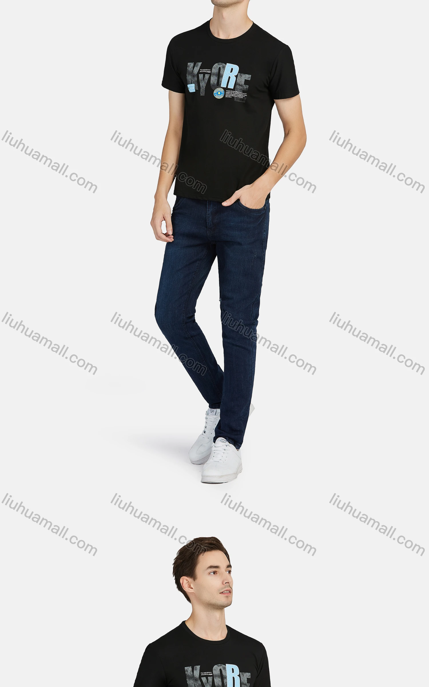 Wholesale Men's Casual Crew Neck Short Sleeve Letter Graphic T-shirts - Liuhuamall