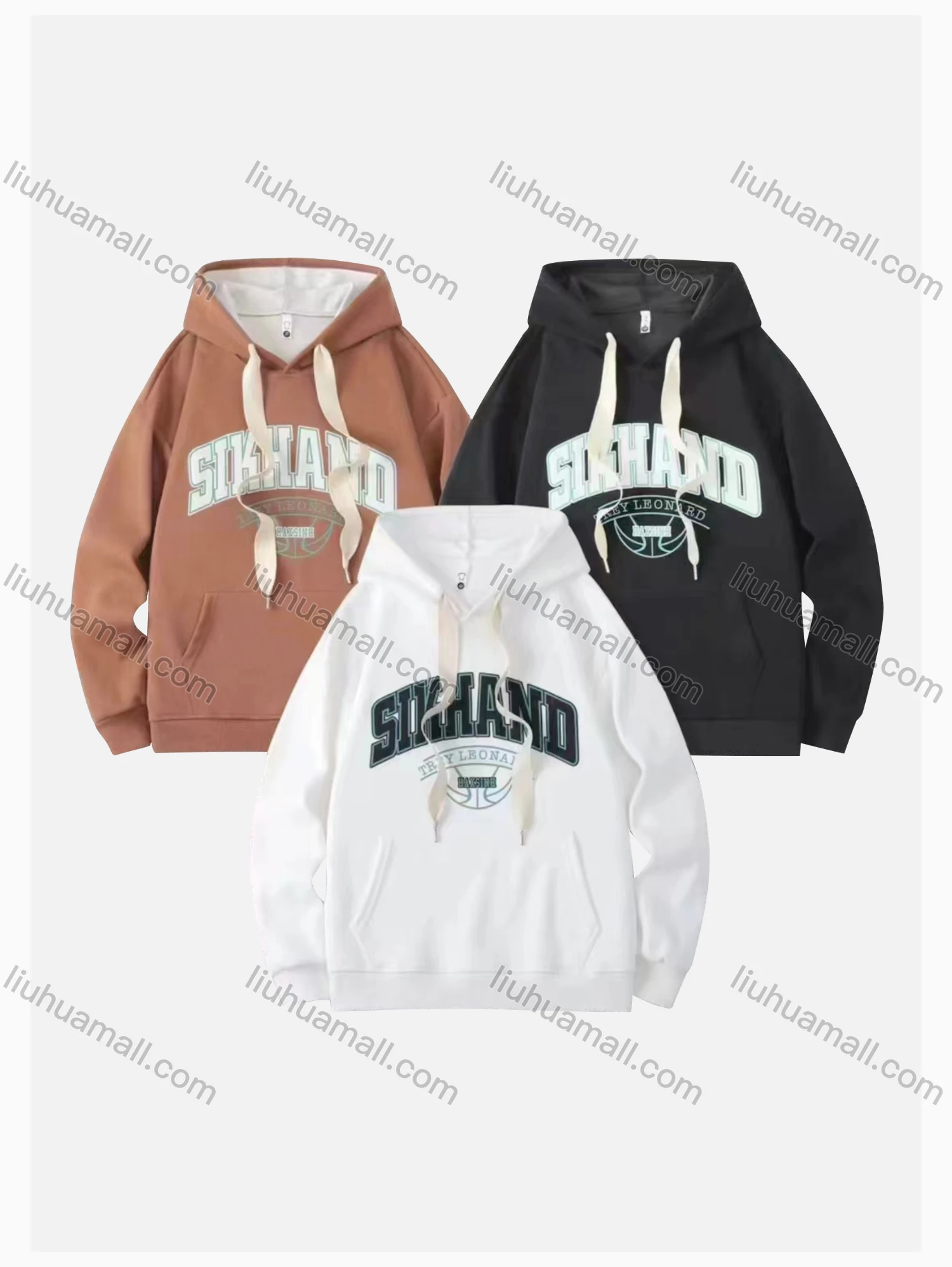 Wholesale Men's Casual Letter Print Drawstring Long Sleeve Kangaroo Pocket Hoodie - Liuhuamall