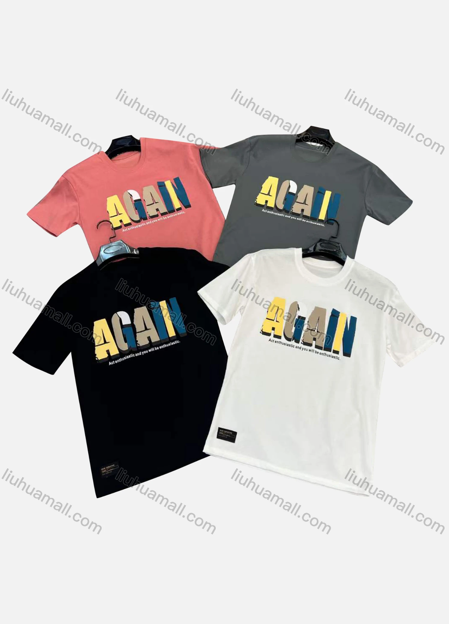 Wholesale Men's Casual Crew Neck Short Sleeve 3D Letter 100%Cotton T-shirt - Liuhuamall