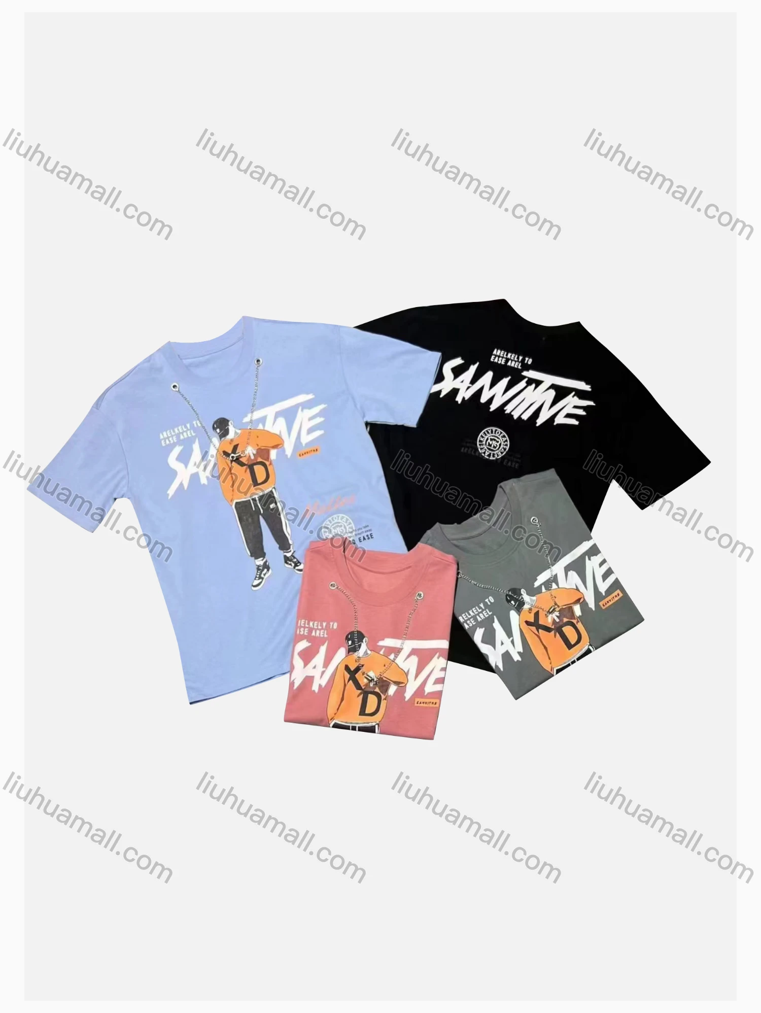 Wholesale Men's Casual Letter Print Short Sleeve T-Shirt - Liuhuamall