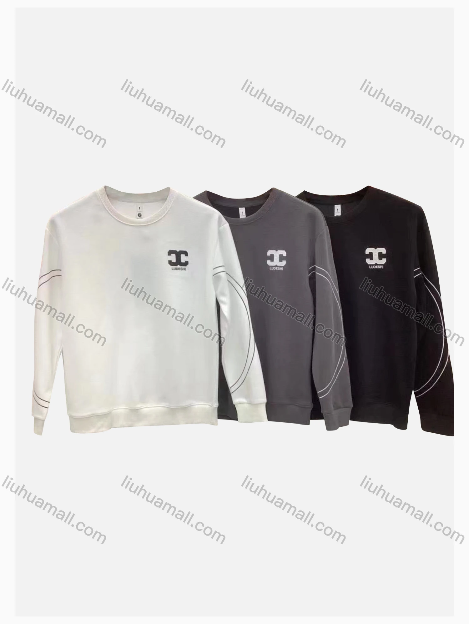 Wholesale Men's Casual Letter Print Round Neck Long Sleeve Sweatshirt - Liuhuamall
