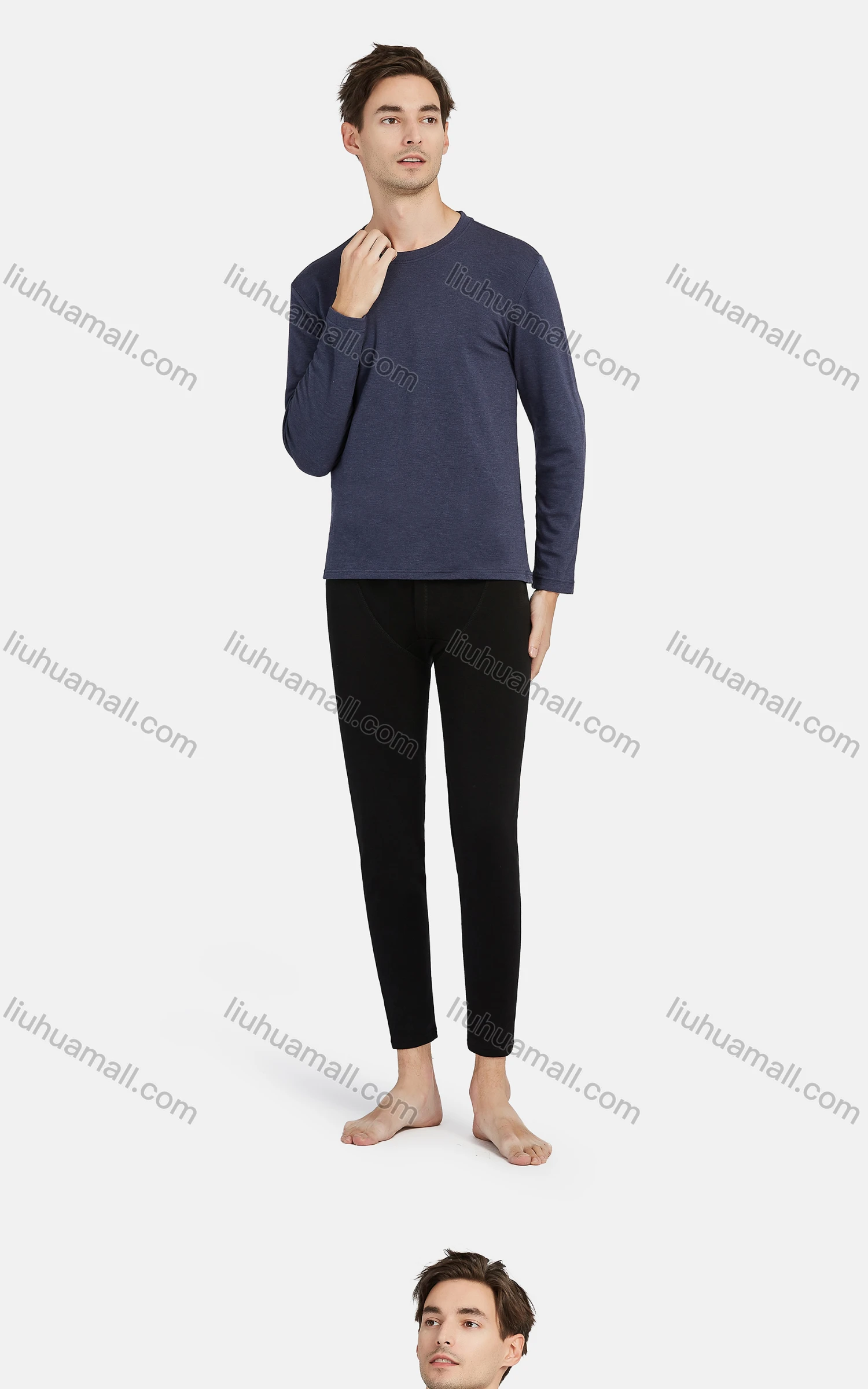 Wholesale Men's Winter Comfy Crew Neck Long Sleeve Underwear Tops - Liuhuamall