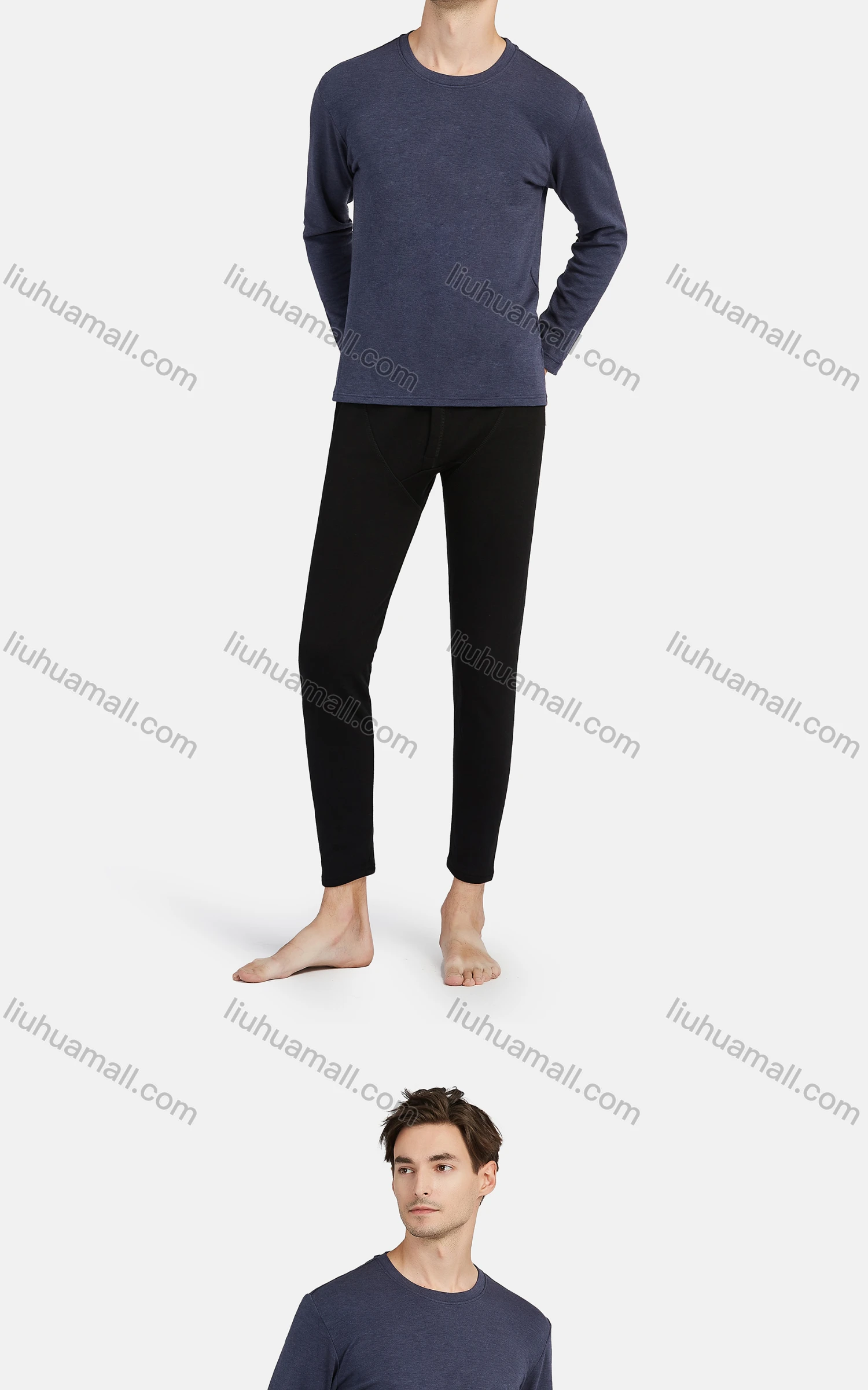 Wholesale Men's Winter Comfy Crew Neck Long Sleeve Underwear Tops - Liuhuamall