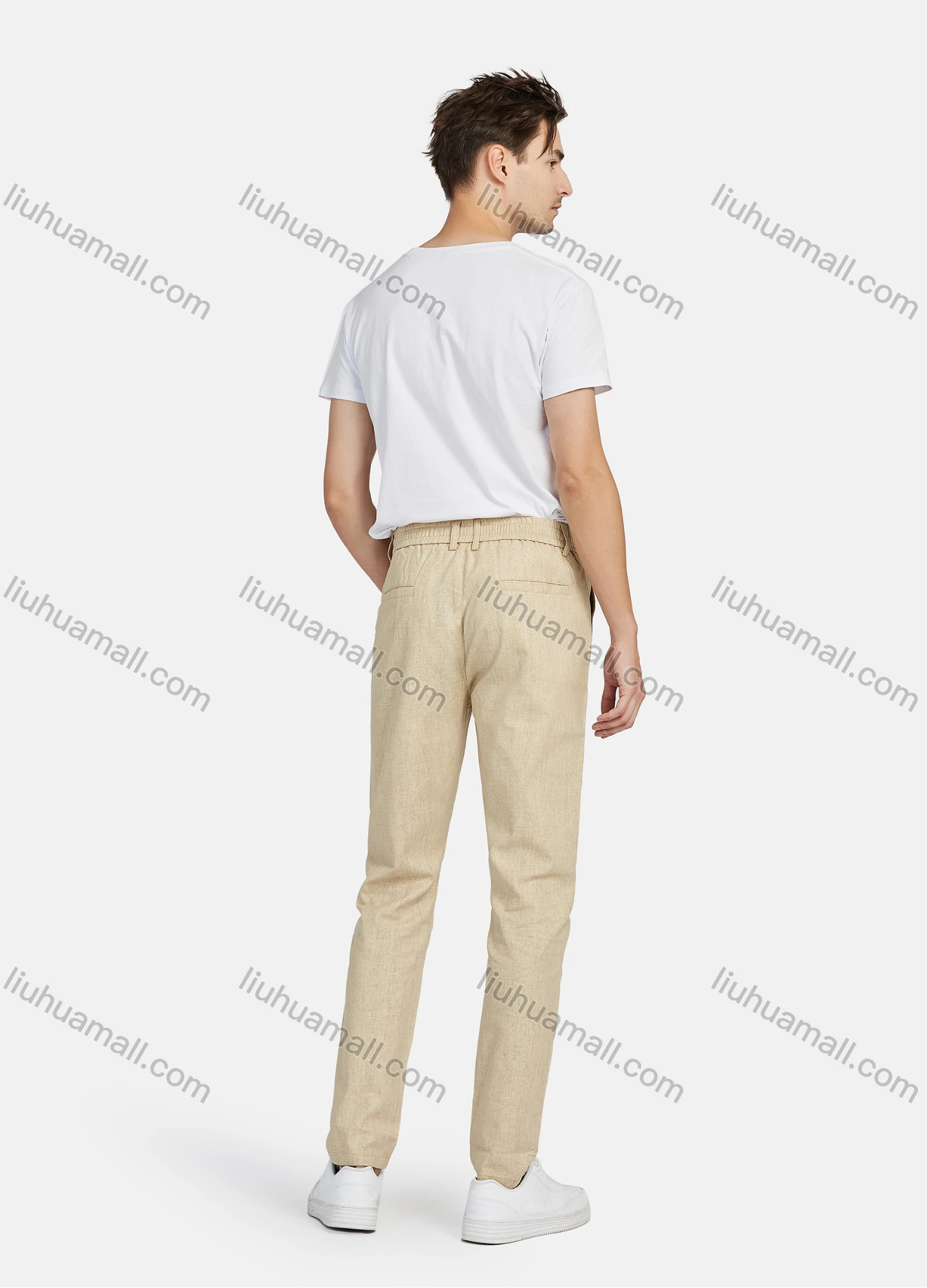Wholesale Men's Linen Button Closure Pockets Drawstring Casual Pant 2013# - Liuhuamall
