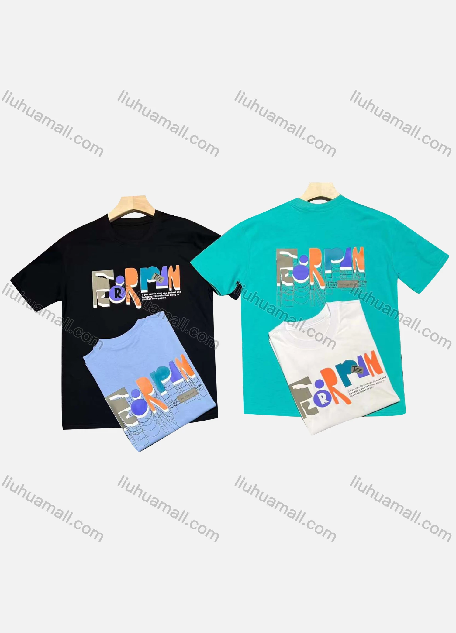 Wholesale Men's Casual Round Neck Short Sleeve Letter 100%Cotton T-shirt - Liuhuamall