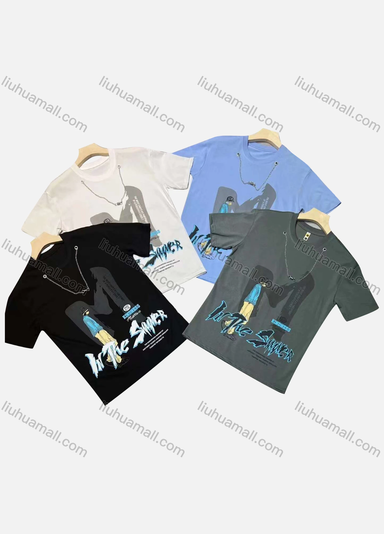 Wholesale Men's Casual Round Neck Short Sleeve Figure Graphic 100%Cotton T-shirt - Liuhuamall