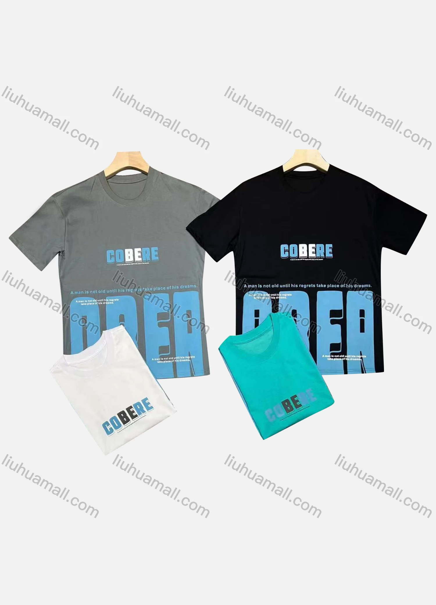 Wholesale Men's Casual Round Neck Short Sleeve Letter 100%Cotton T-shirt - Liuhuamall