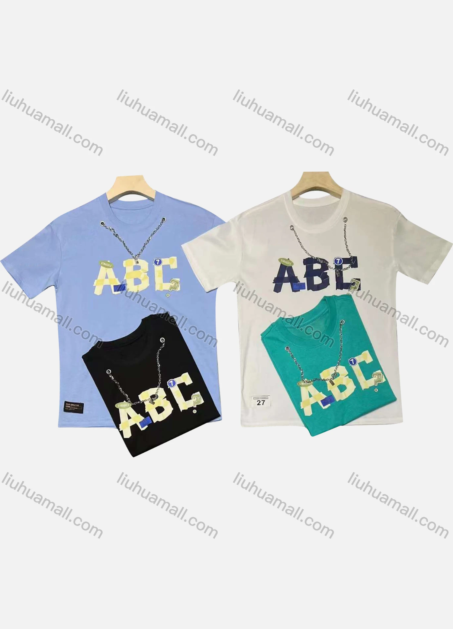 Wholesale Men's Casual Round Neck Short Sleeve Letter 100%Cotton T-shirt - Liuhuamall
