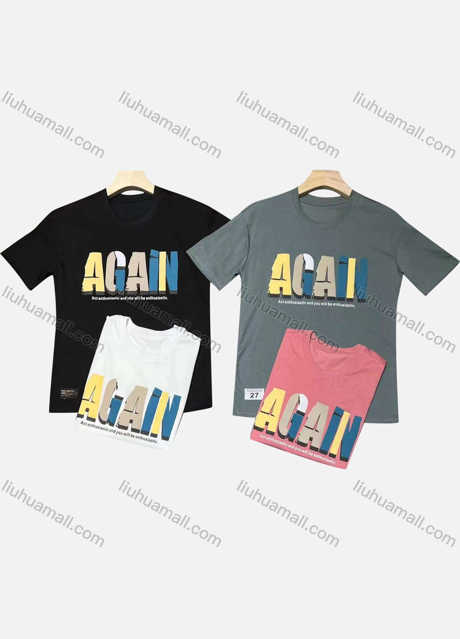 Wholesale Men's Casual Round Neck Short Sleeve Letter 100%Cotton T-shirt - Liuhuamall