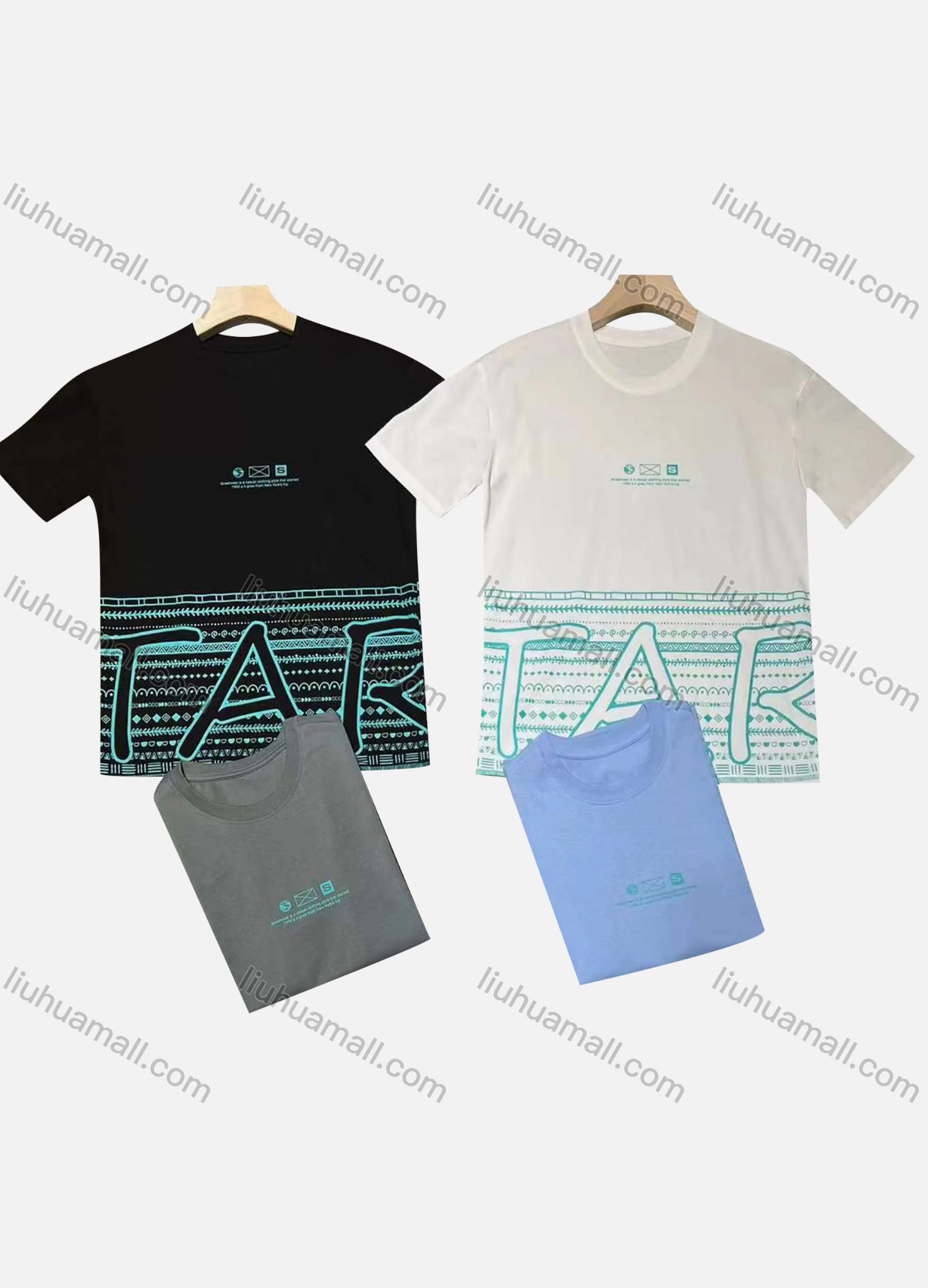 Wholesale Men's Casual Round Neck Short Sleeve Letter 100%Cotton T-shirt - Liuhuamall