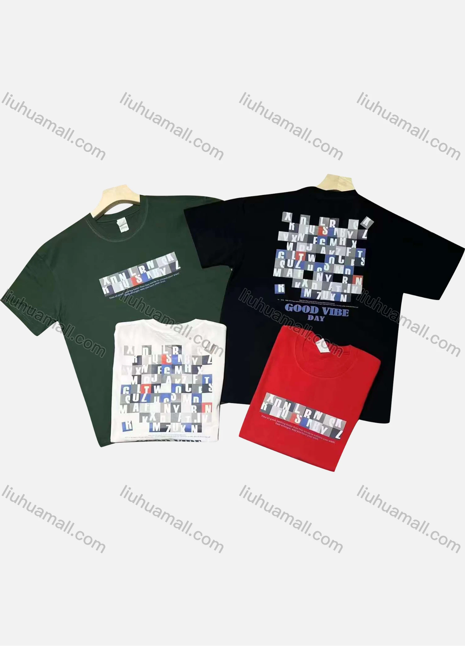 Wholesale Men's Casual Round Neck Short Sleeve Letter 100%Cotton T-shirt - Liuhuamall