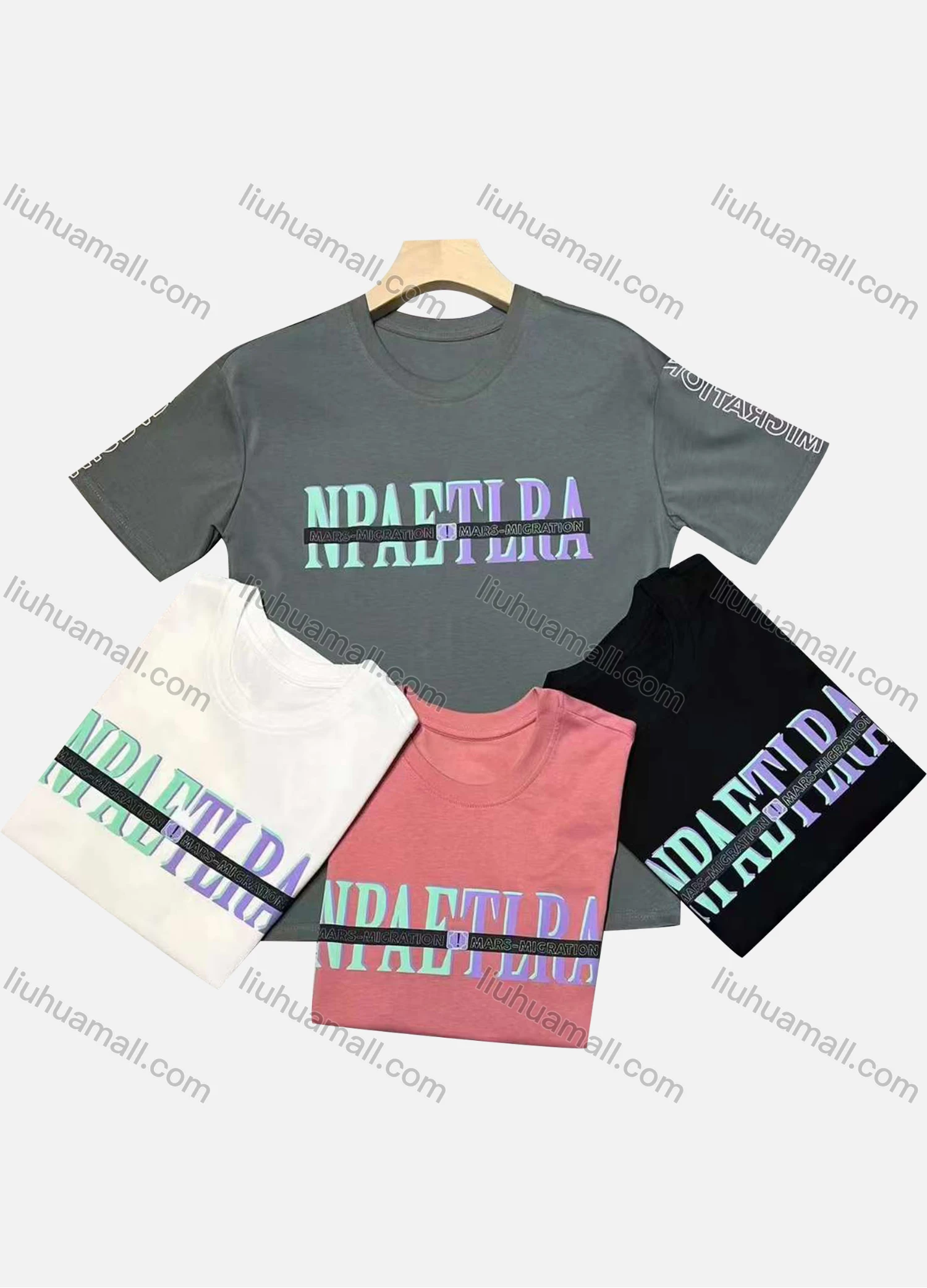 Wholesale Men's Casual Round Neck Short Sleeve Letter 100%Cotton T-shirt - Liuhuamall