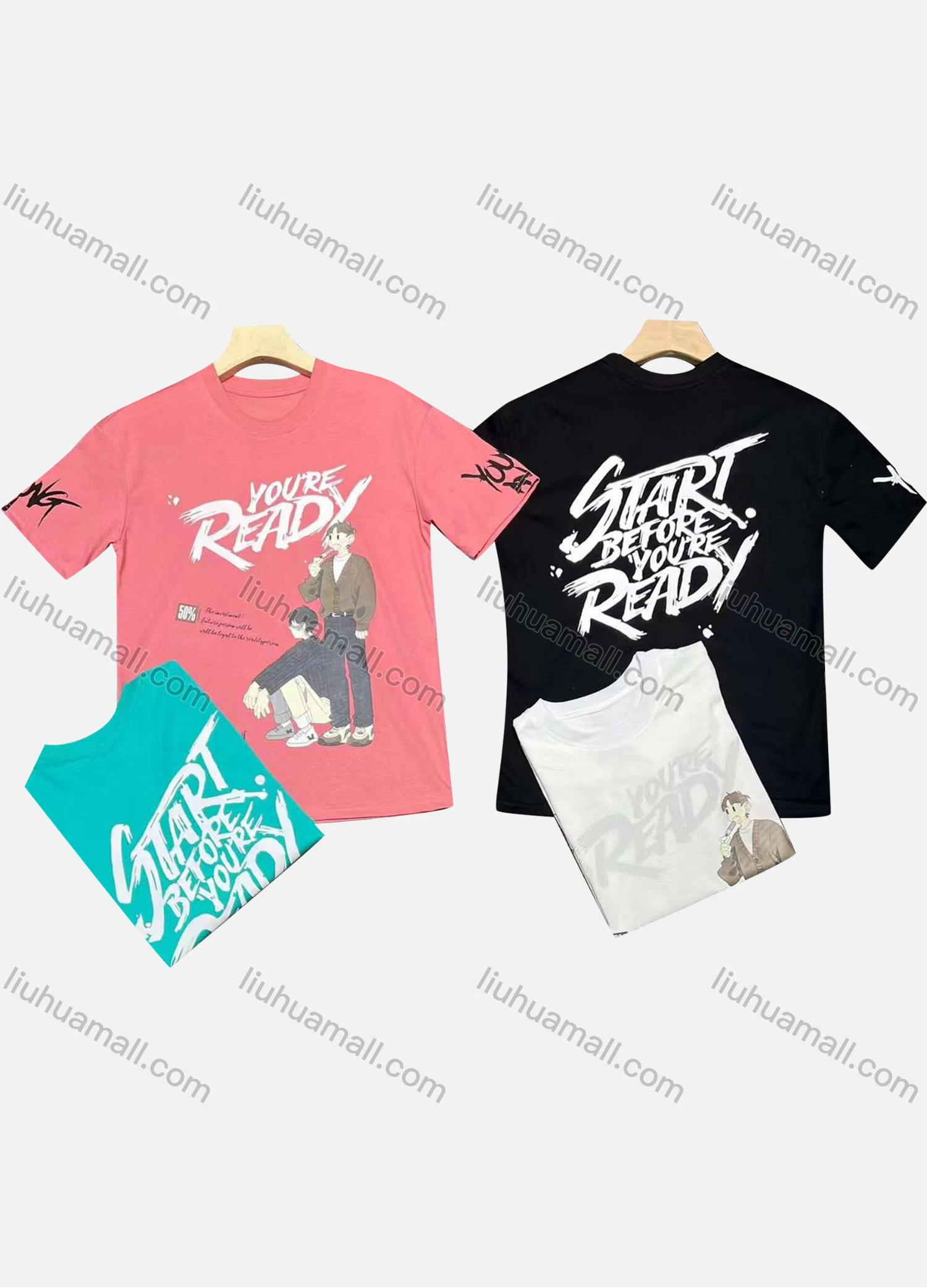 Wholesale Men's Casual Round Neck Short Sleeve Letter 100%Cotton T-shirt - Liuhuamall