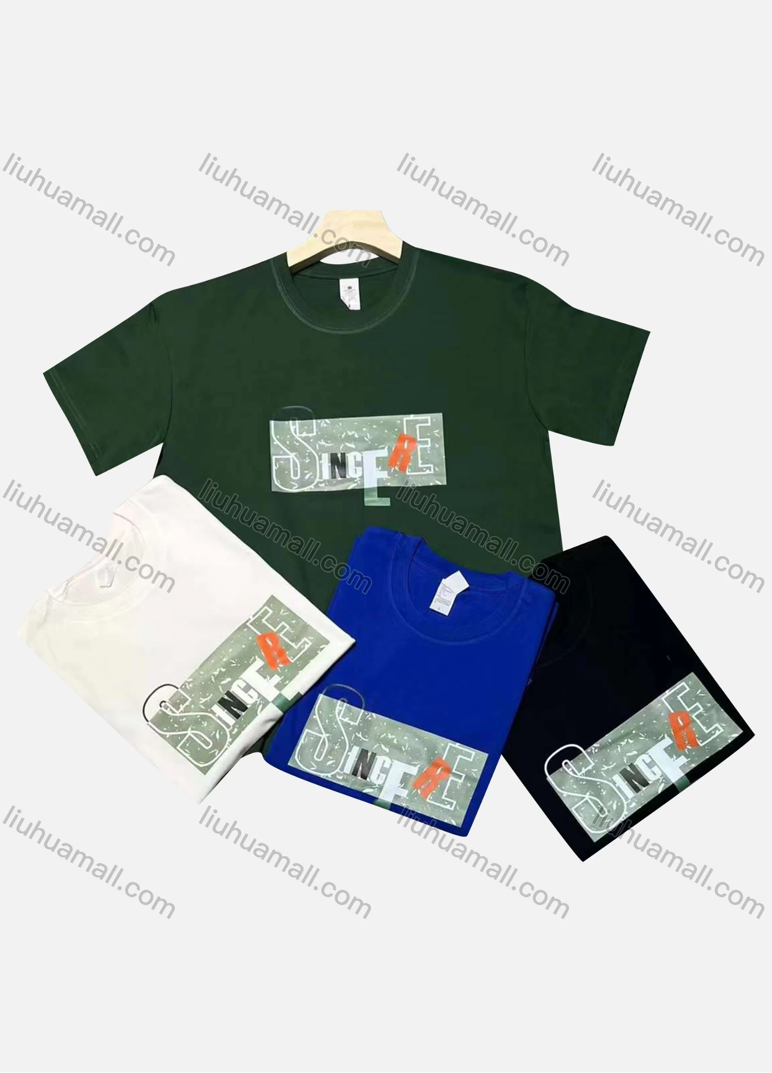 Wholesale Men's Casual Letter Print Round Neck Short Sleeve T-shirt - Liuhuamall