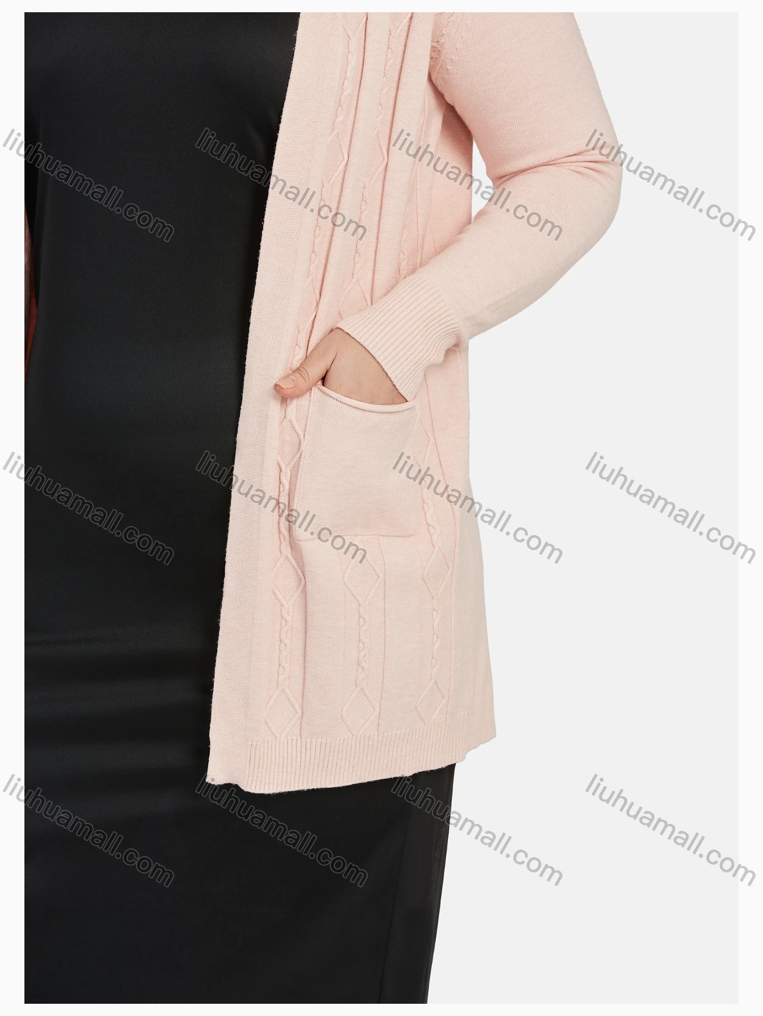 Wholesale Women's Casual Long Sleeve Pockets Knitted Plain Cardigan - Liuhuamall