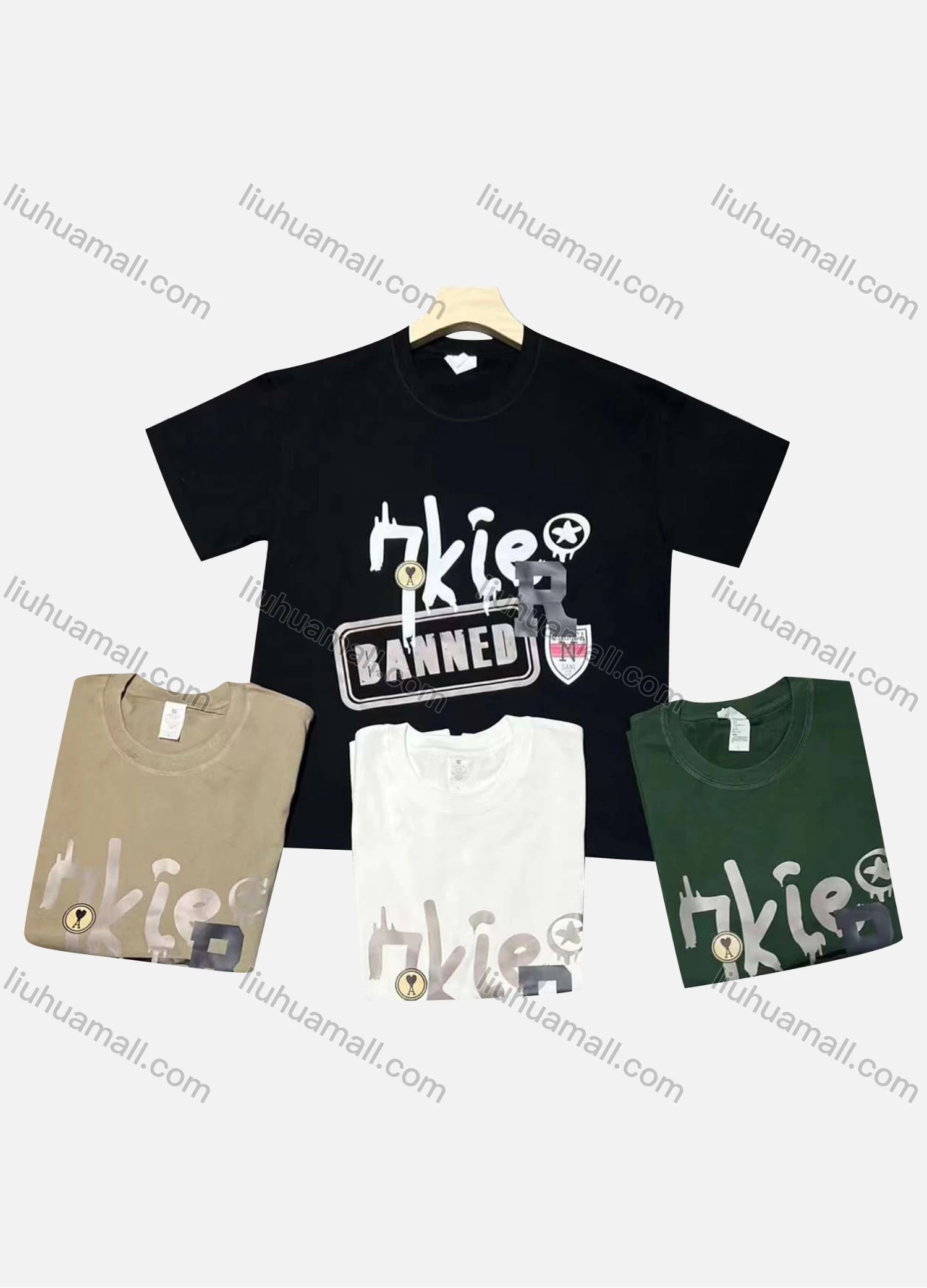 Wholesale Men's Casual Letter Print Round Neck Short Sleeve T-shirt - Liuhuamall