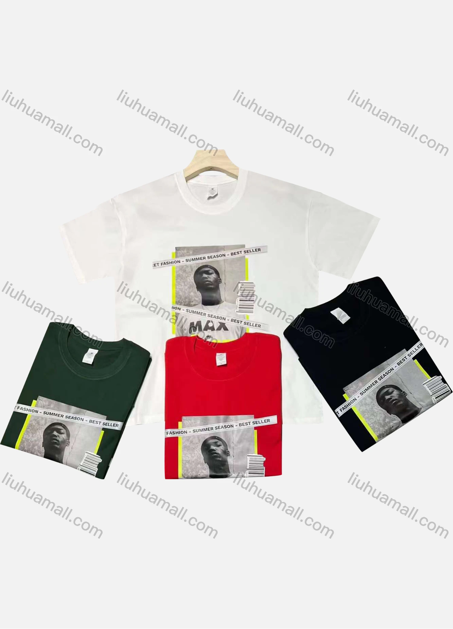 Wholesale Men's Casual Round Neck Short Sleeve Figure Graphic 100%Cotton T-shirt - Liuhuamall