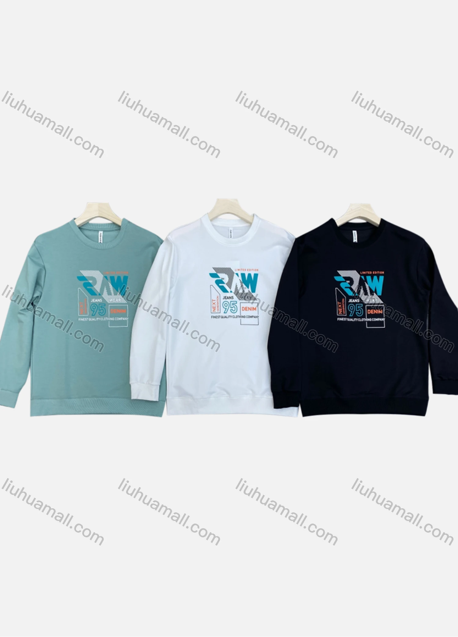 Wholesale Men's Casual Crew Neck Long Sleeve Letter Graphic Pullover Sweatshirts - Liuhuamall