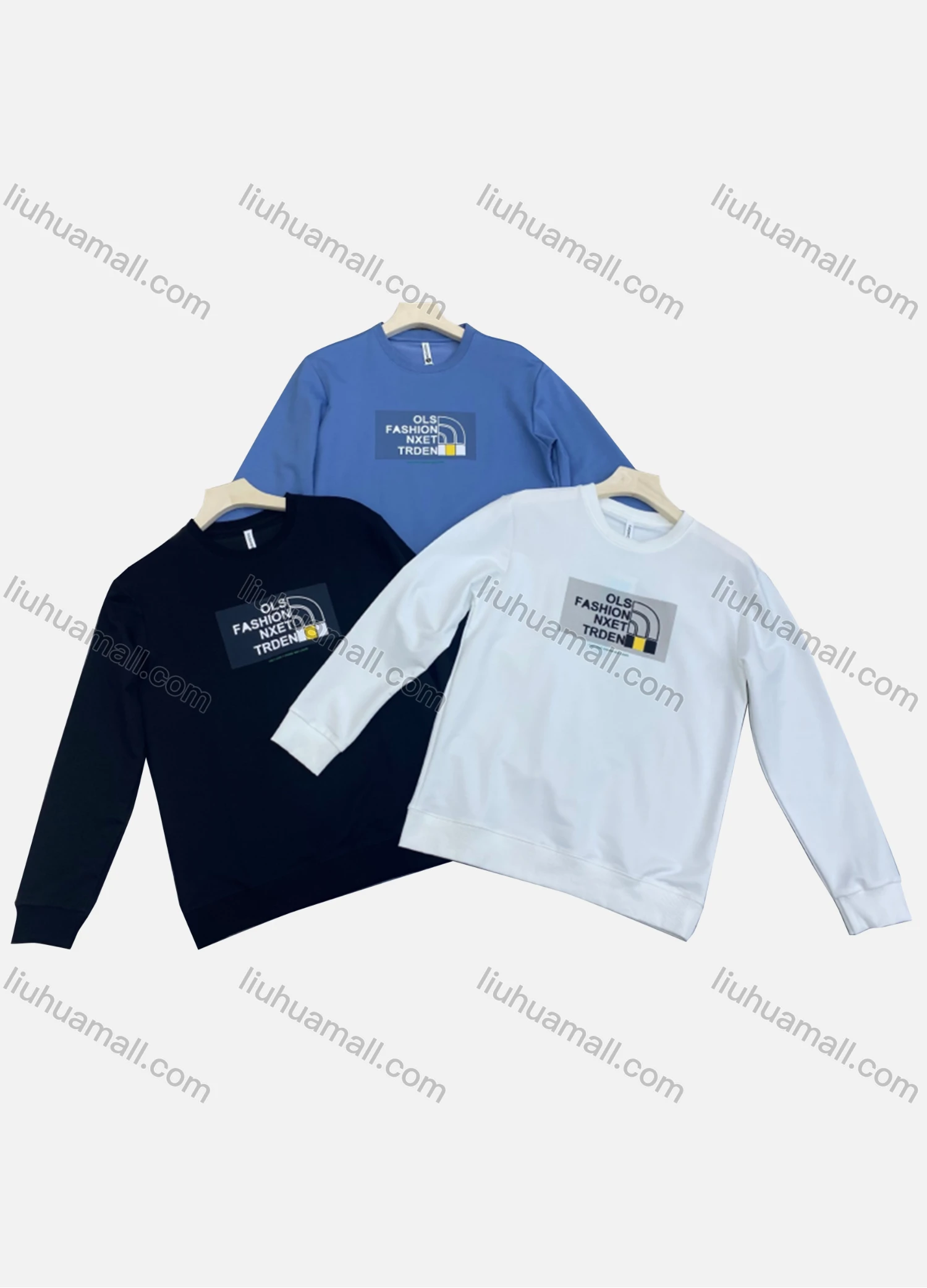 Wholesale Men's Casual Crew Neck Long Sleeve Letter Graphic Pullover Sweatshirts - Liuhuamall