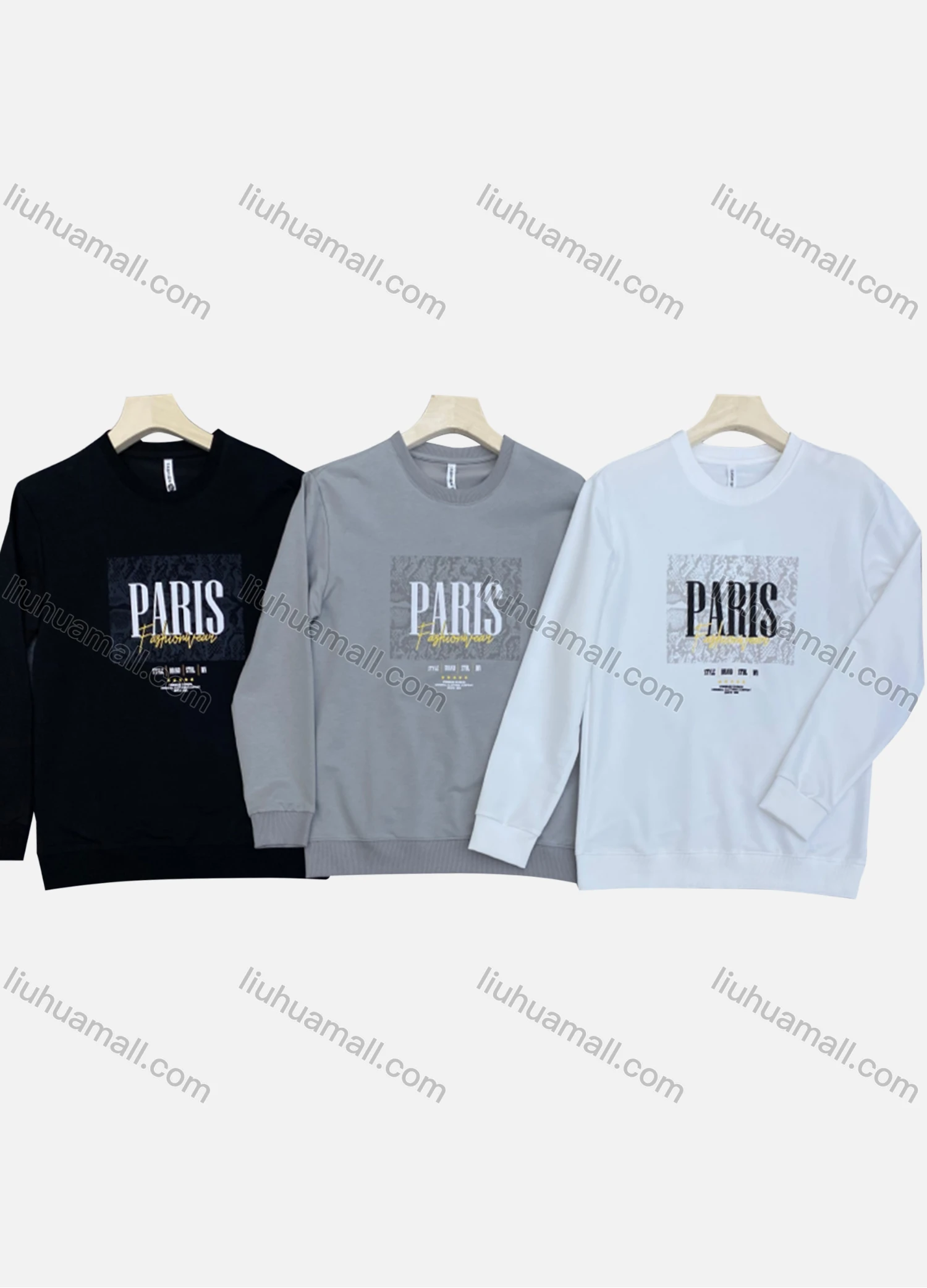 Wholesale Men's Casual Crew Neck Long Sleeve Letter Print Pullover Sweatshirts - Liuhuamall