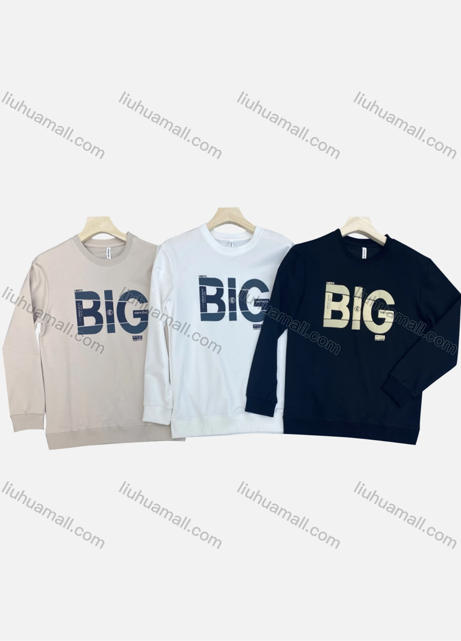 Wholesale Men's Casual Crew Neck Long Sleeve Letter Print Pullover Sweatshirts - Liuhuamall