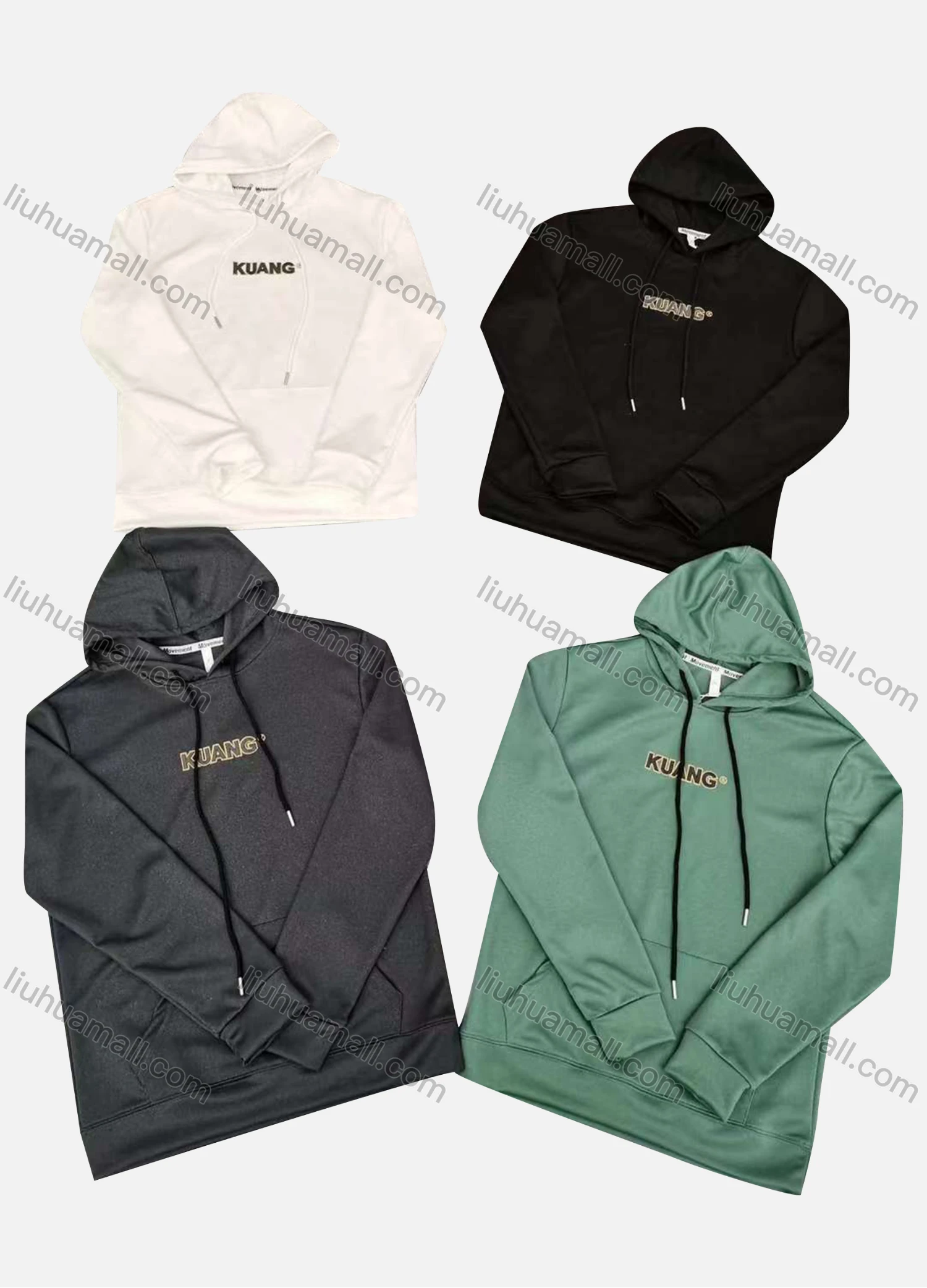 Wholesale Men's Casual Letter Embroidery 100% Cotton Drawstring Long Sleeve Kangaroo Pocket Hoodie - Liuhuamall