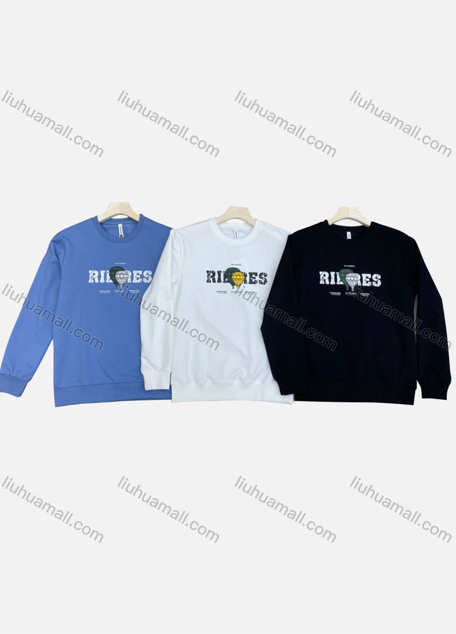 Wholesale Men's Casual Crew Neck Long Sleeve Letter Graphic Pullover Sweatshirts - Liuhuamall