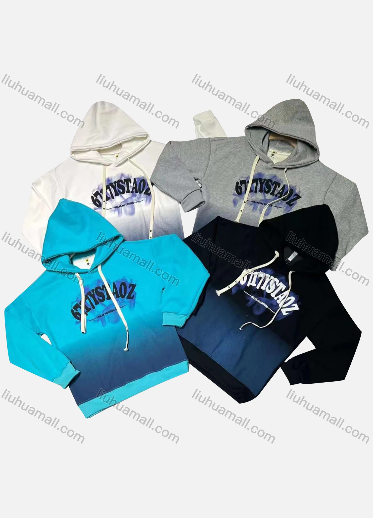Wholesale Men's Casual Gradient Letter Print 100% Cotton Drawstring Long Sleeve Hoodie - Liuhuamall