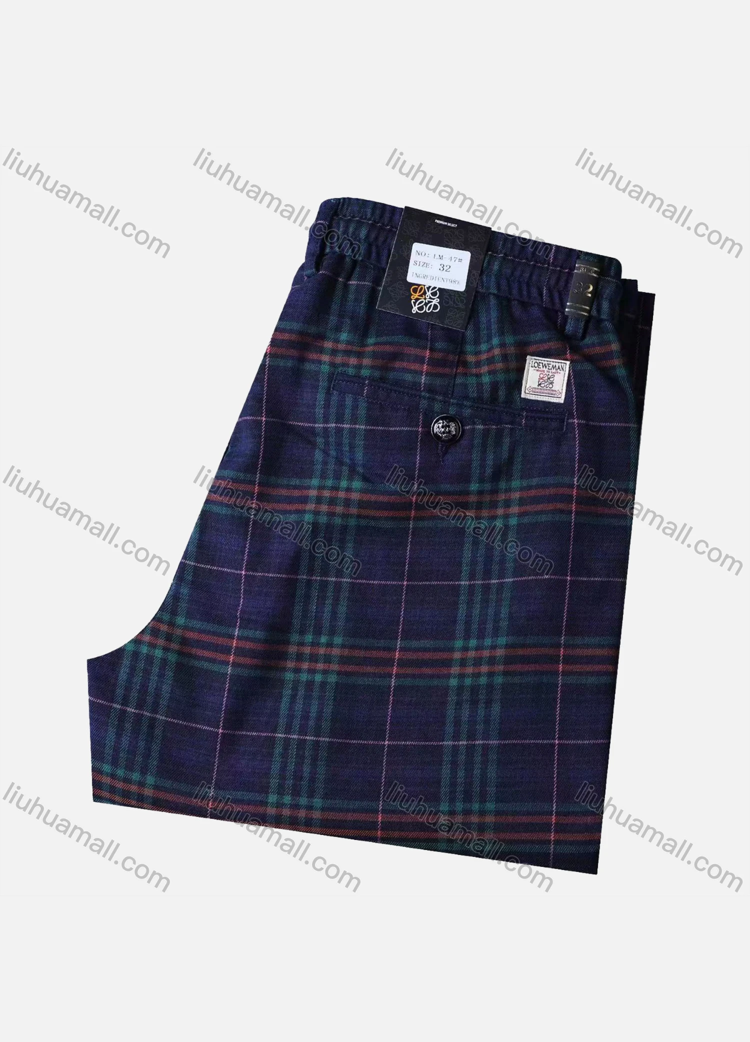 Wholesale Men's Casual Elastic Waist Plaid Print Pockets Trouser - Liuhuamall