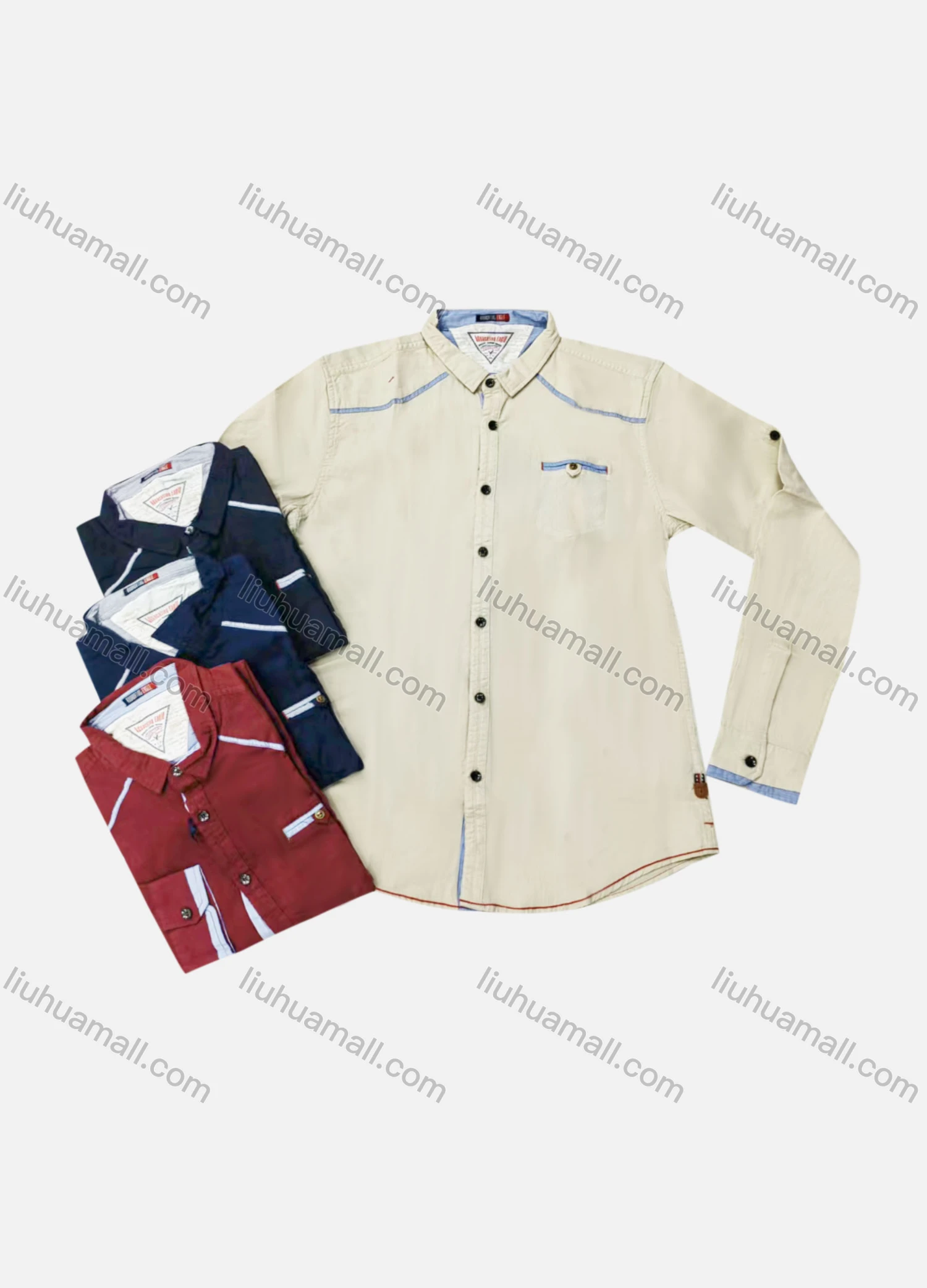 Wholesale Men's Causal Collared Long Sleeve Button Down Shirt - Liuhuamall