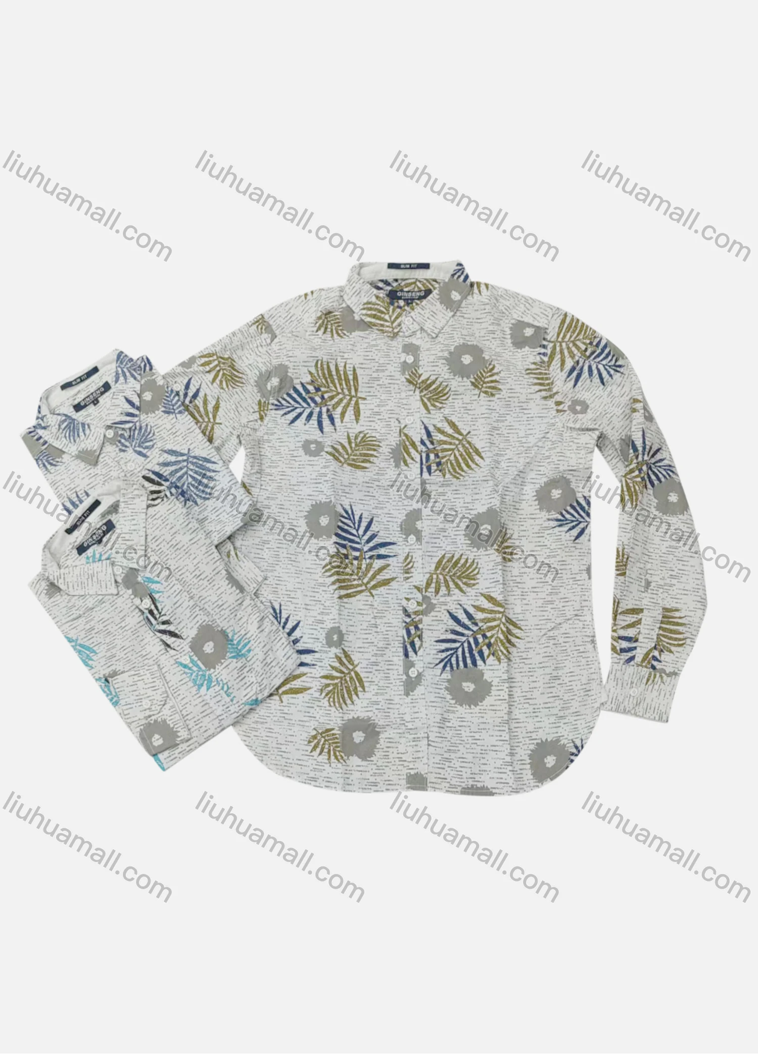 Wholesale Men's Causal Collared Long Sleeve Button Down Tropical Print Shirt - Liuhuamall