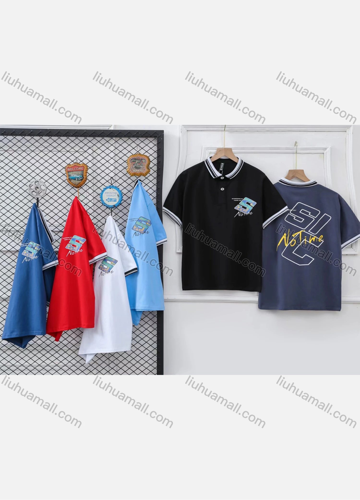 Wholesale Boy's Casual Letter Print Striped Trim Short Sleeve Polo Shirt - Liuhuamall